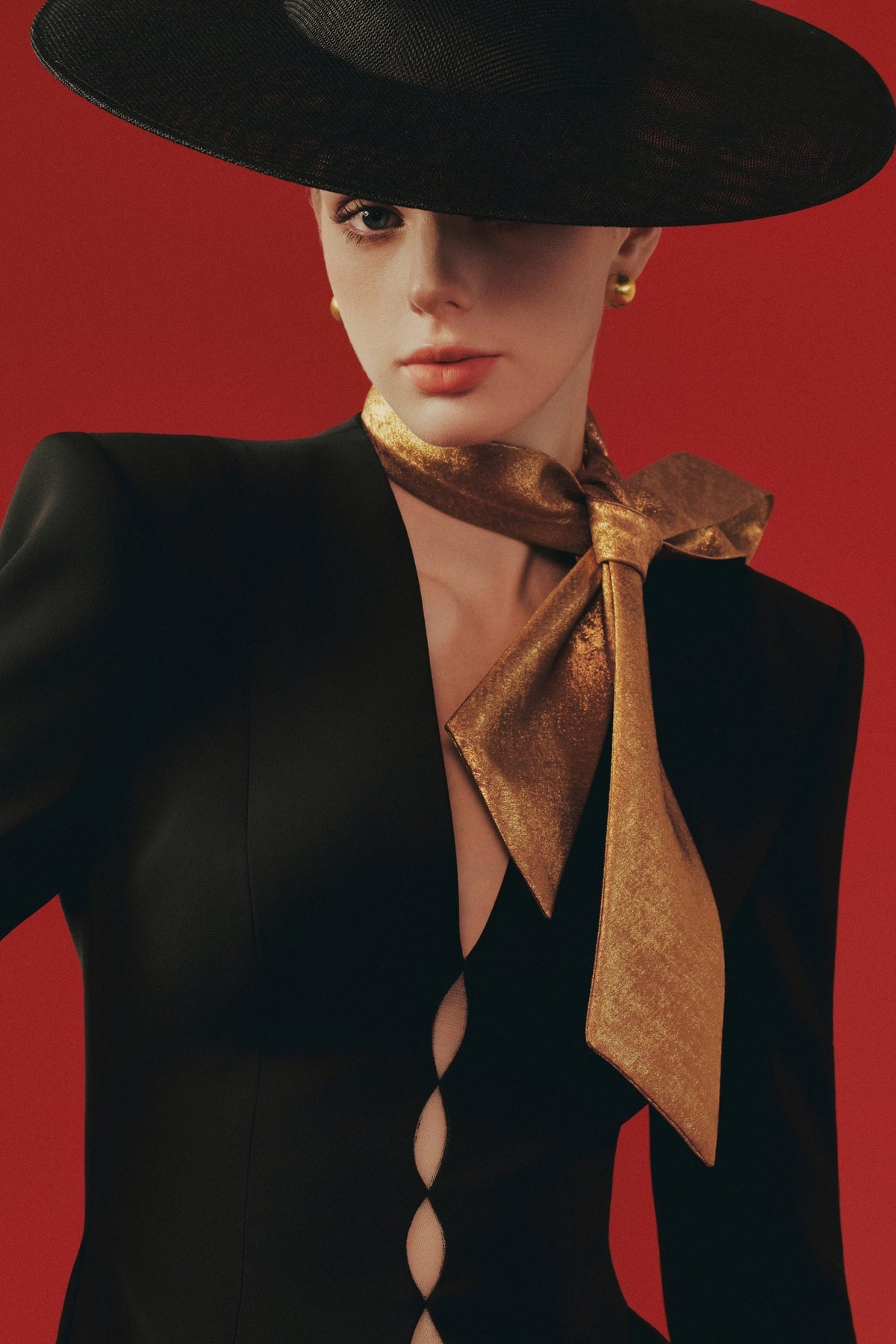 Heather Bow Detail Long Sleeve Maxi Dress