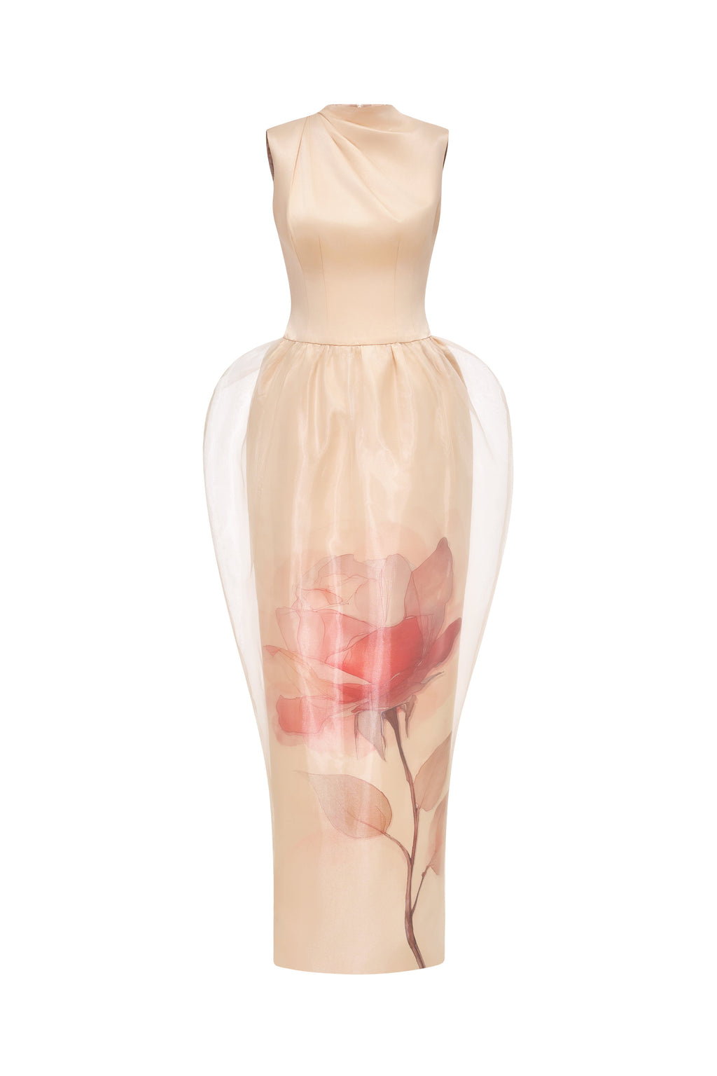 Elara Sleeveless Organza Overlay  Gown