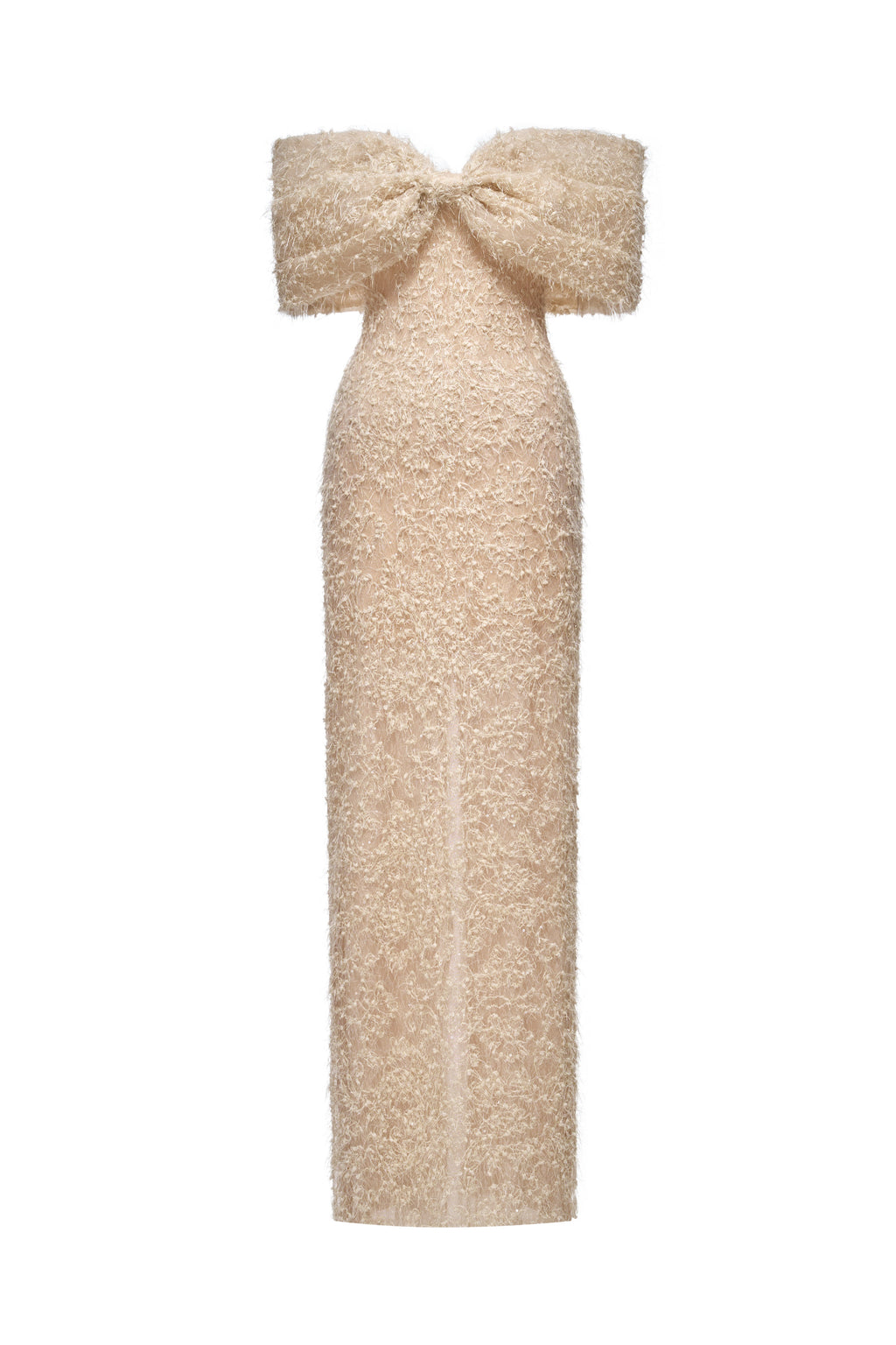 Off-Shoulder Lace Corset Maxi Gown