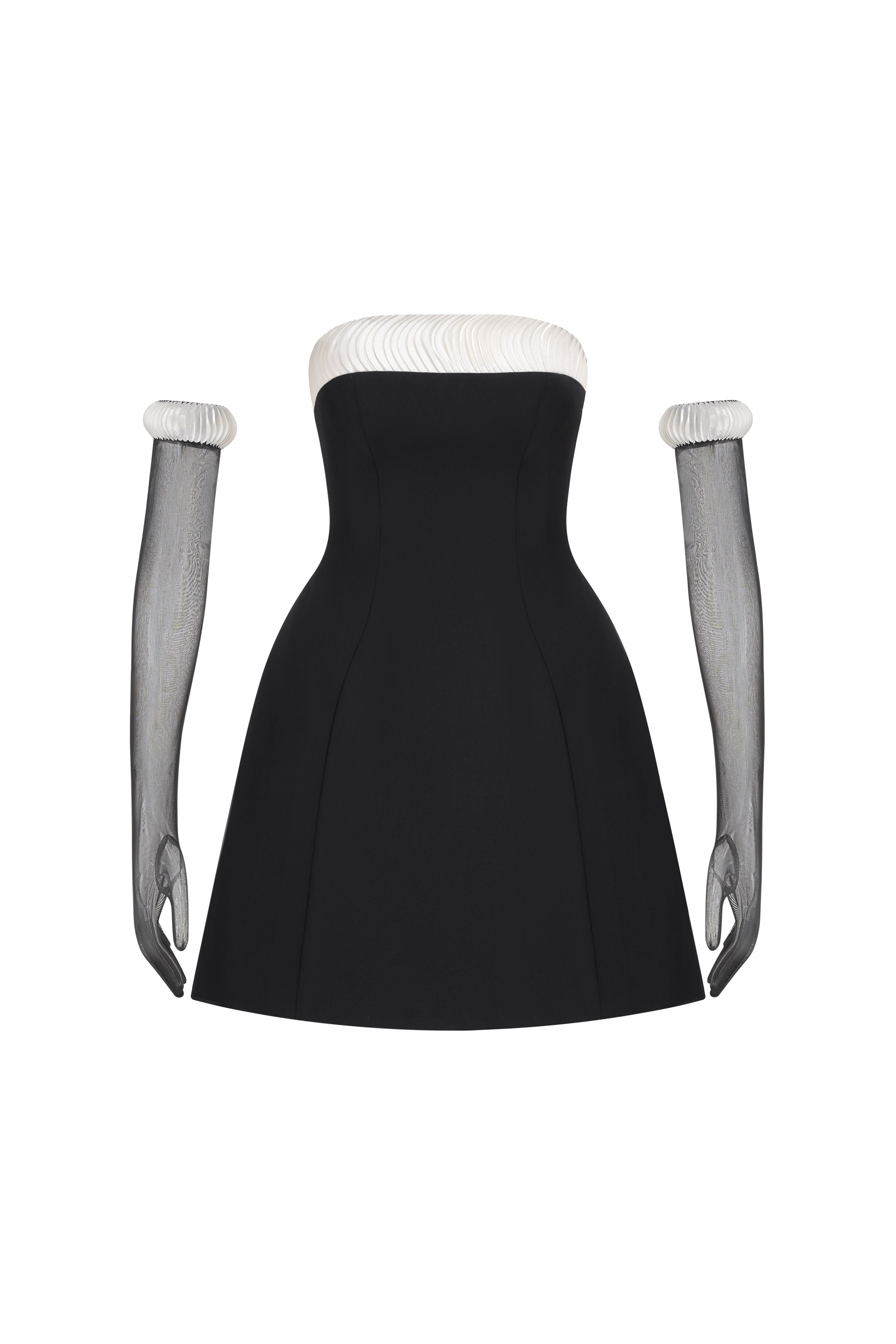 Strapless Twill Mini Dress