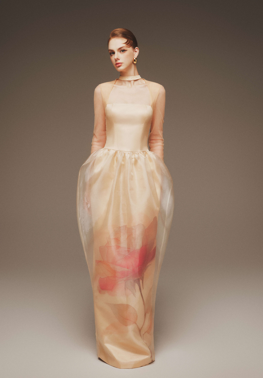 Elara Sheer Organza Maxi Gown