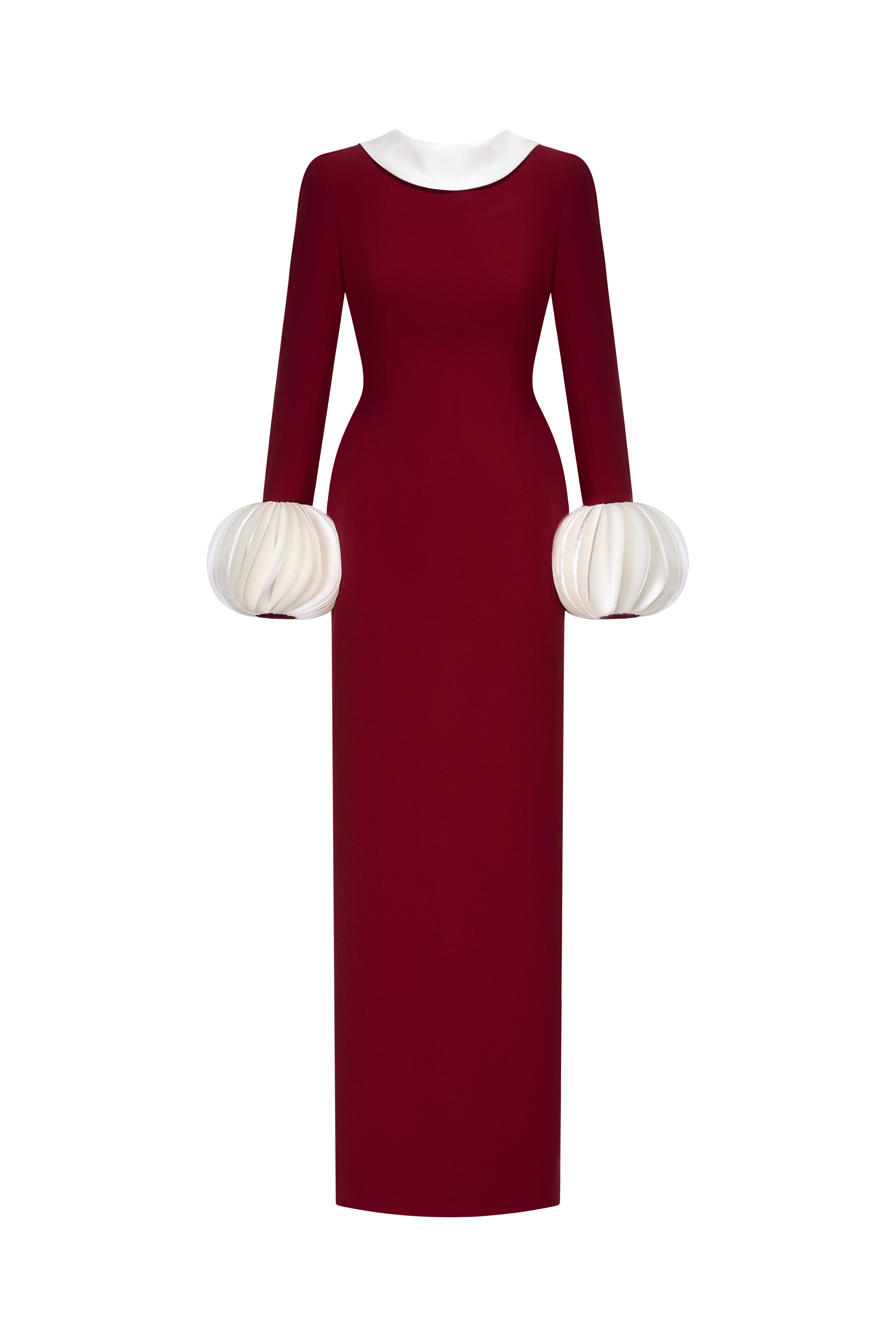 Contrast Organza Cuff Maxi Gown
