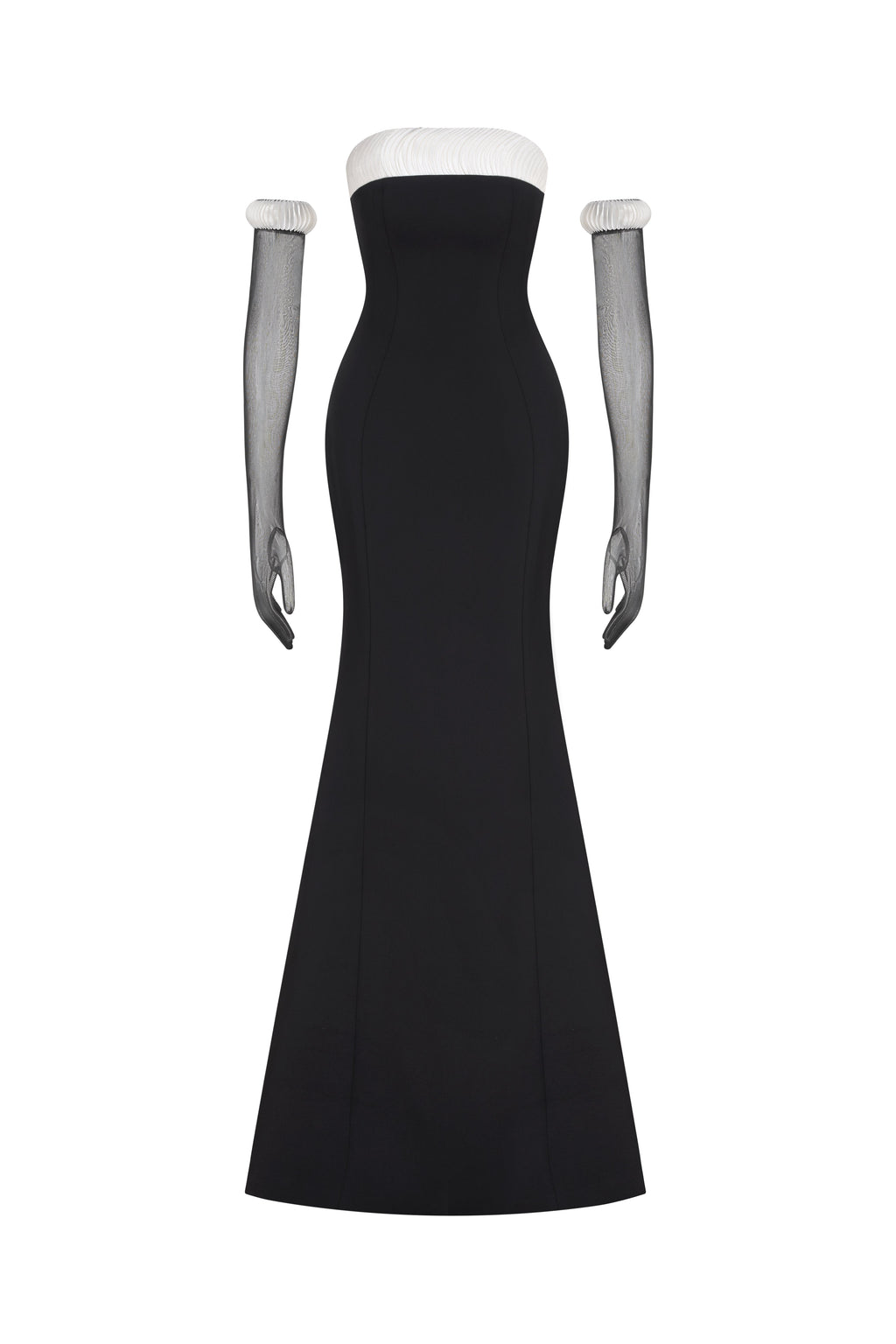 Strapless Contrast Trim Maxi Gown