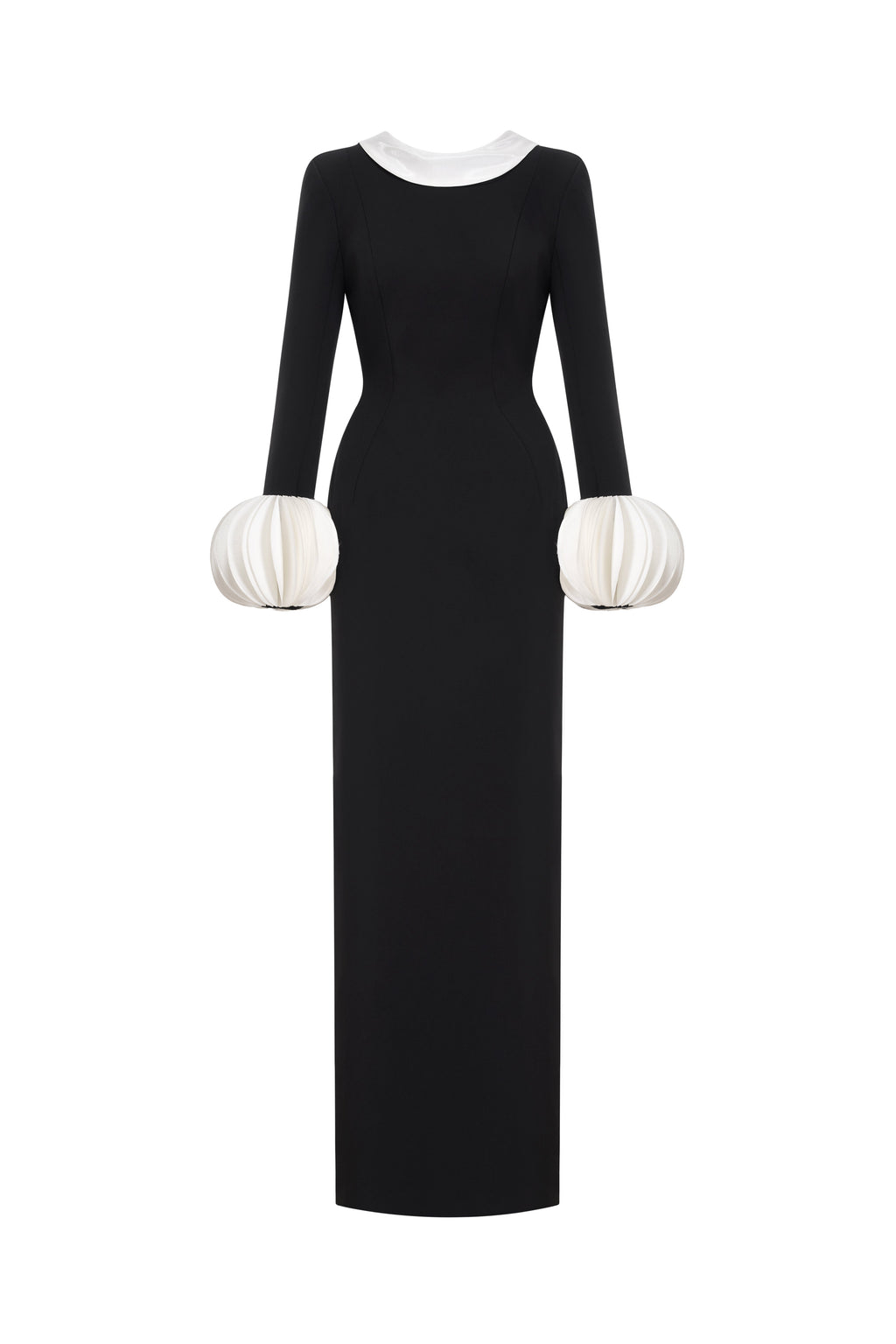 Contrast Organza Cuff Maxi Gown