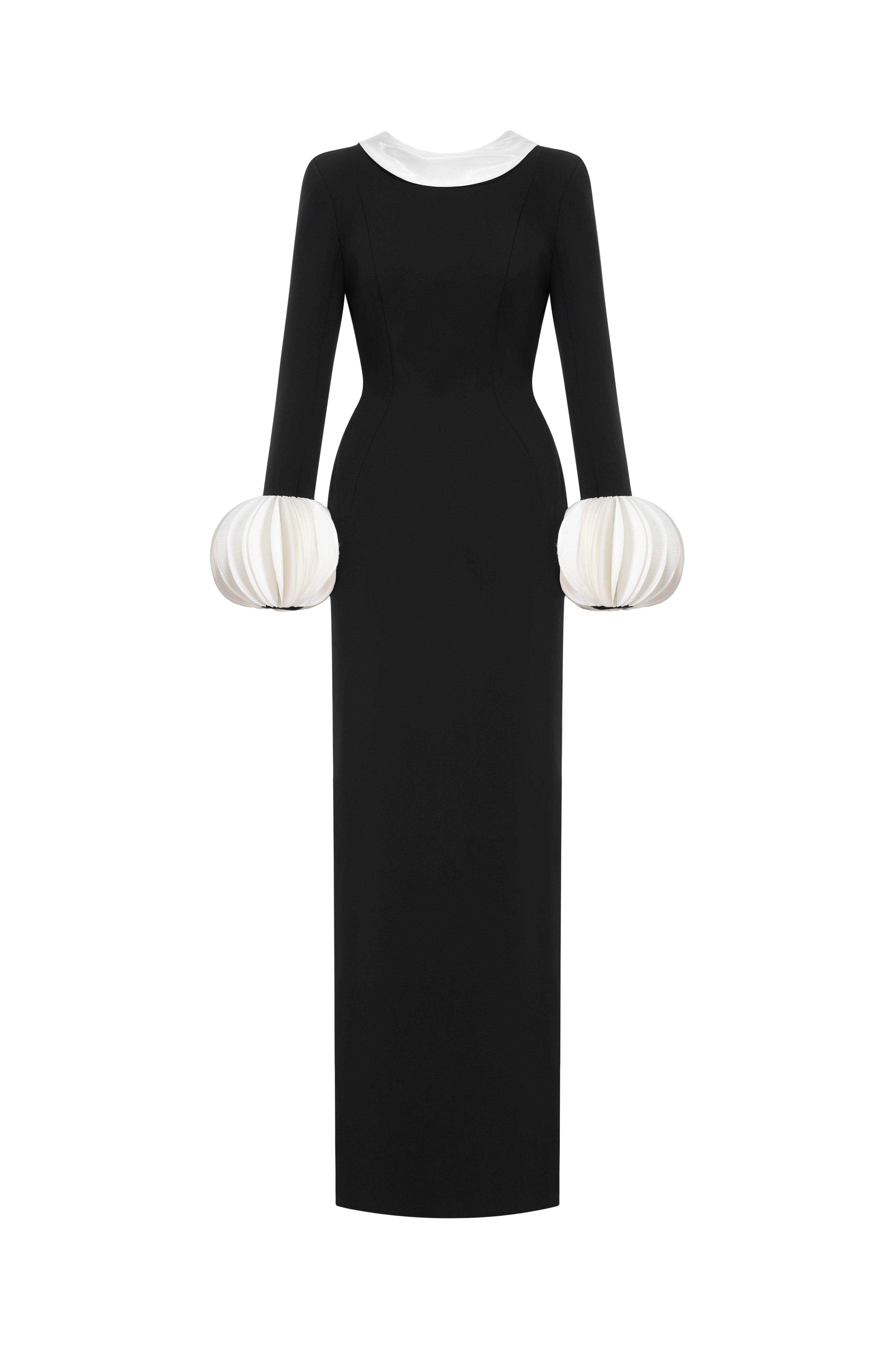 Contrast Organza Cuff Maxi Gown