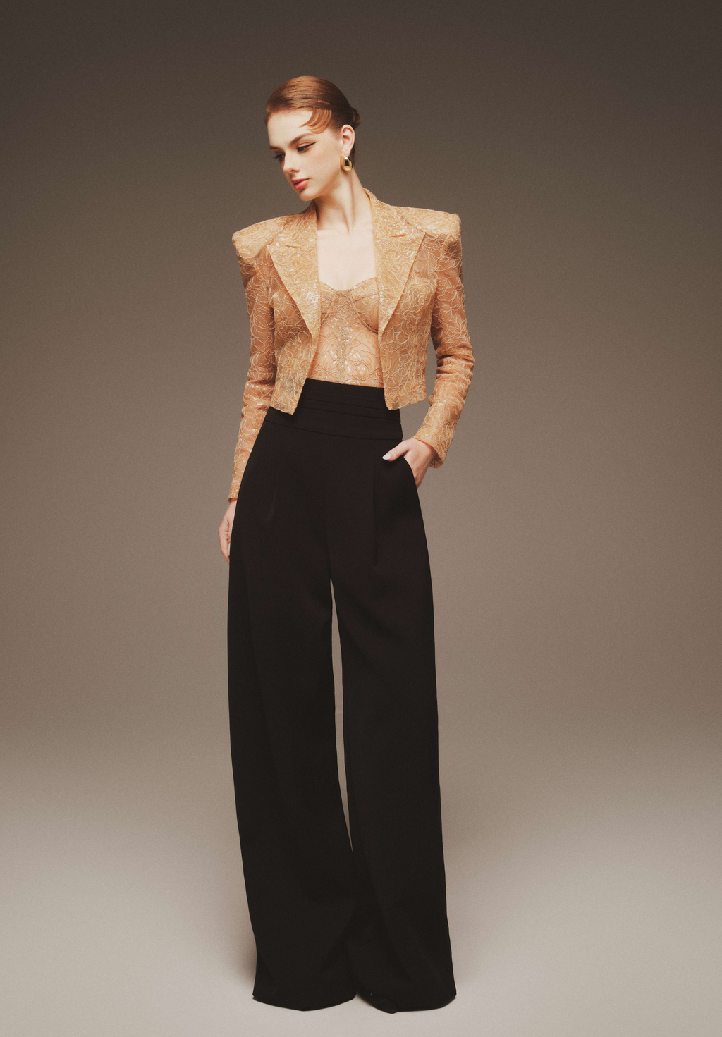 Sequin Bralette & Cropped Blazer Set