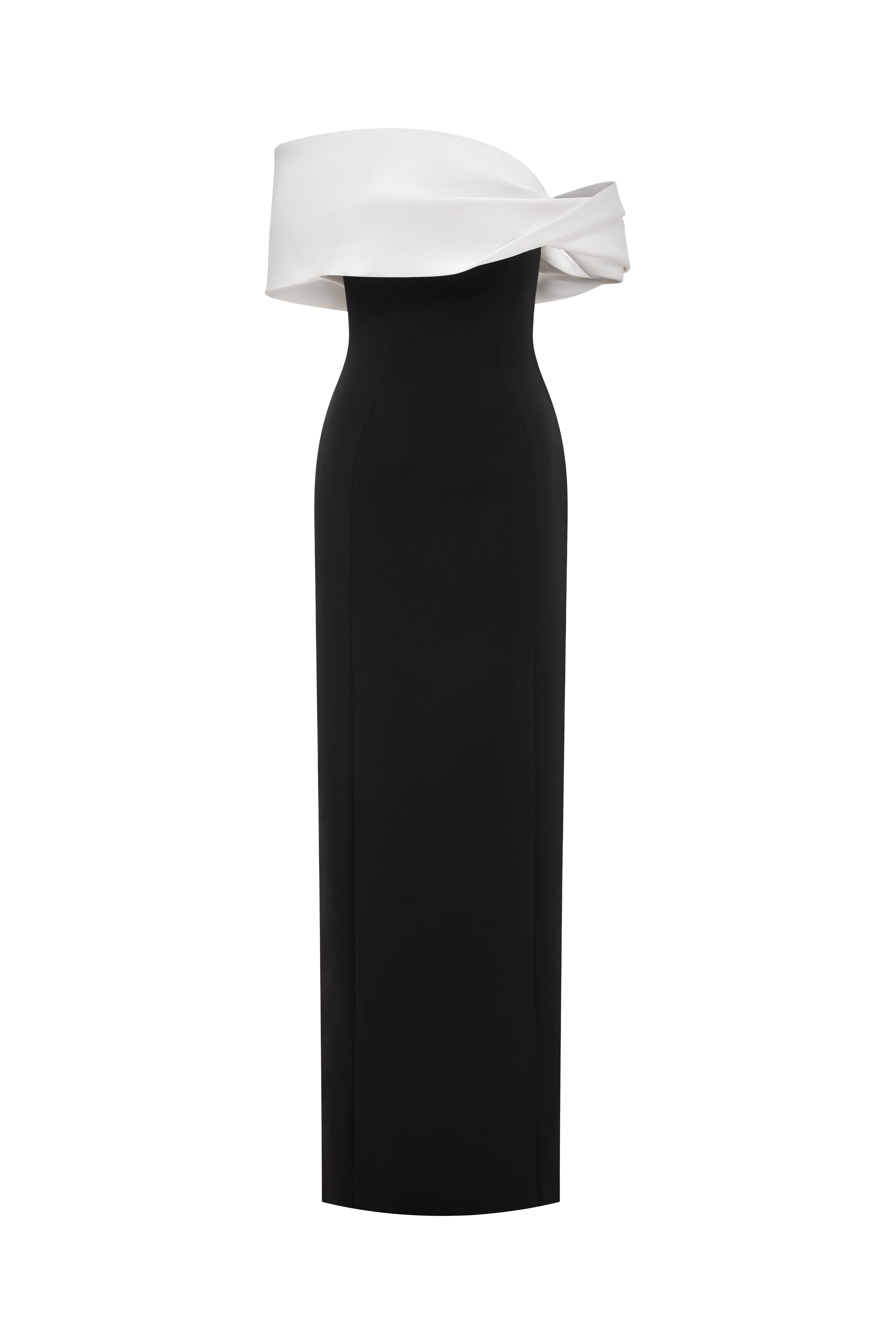 Draped Off-Shoulder Column Gown