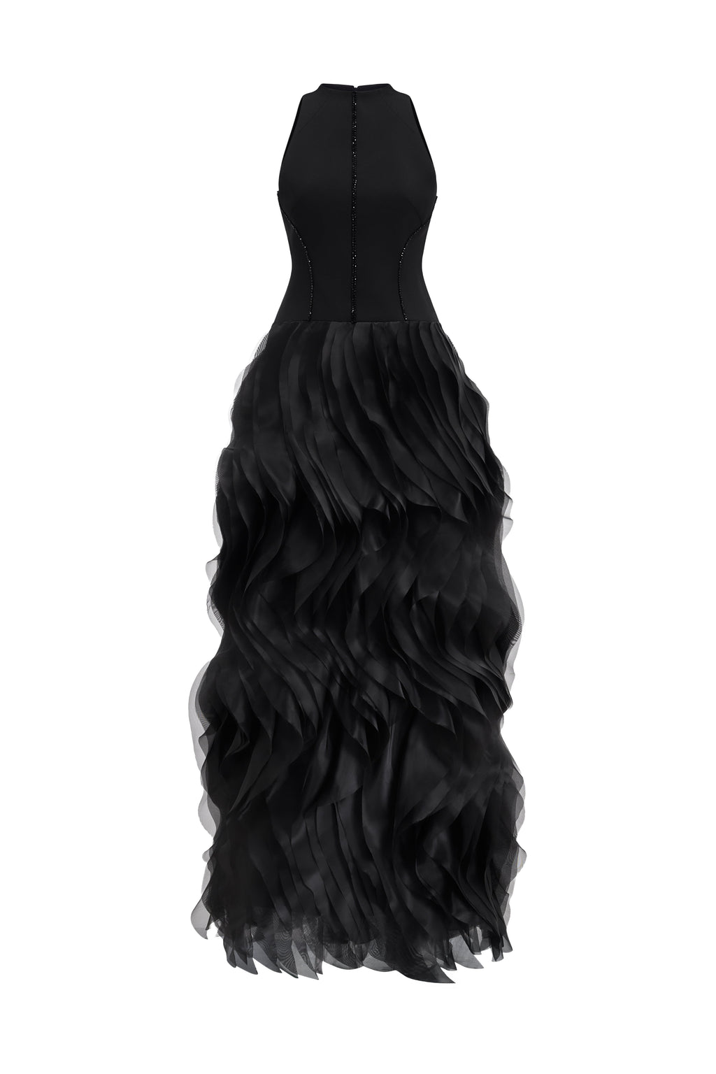 Halter Twill & Organza Gown
