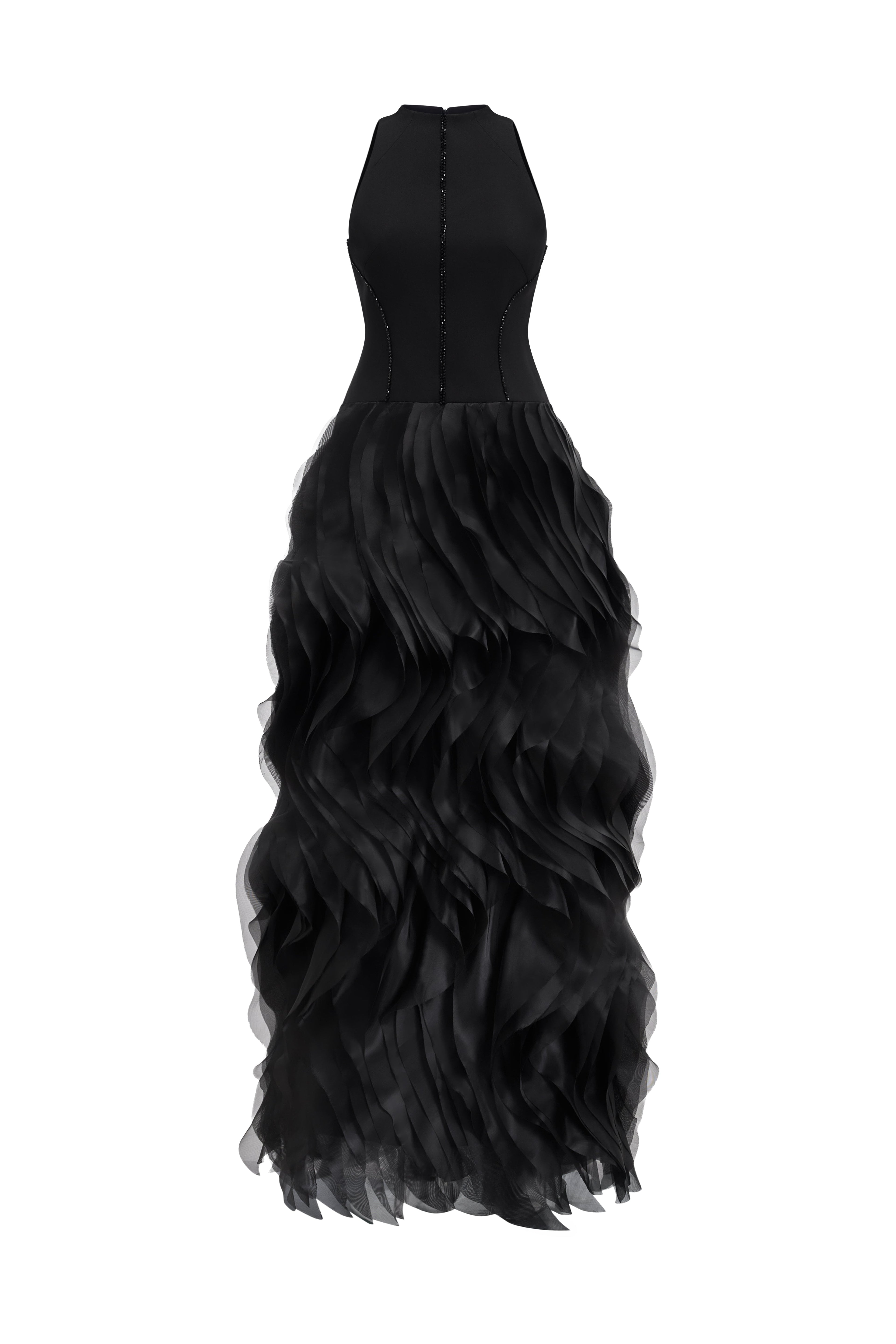 Halter Twill & Organza Gown
