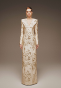 Structured V-Neck Taffeta Silk Gown