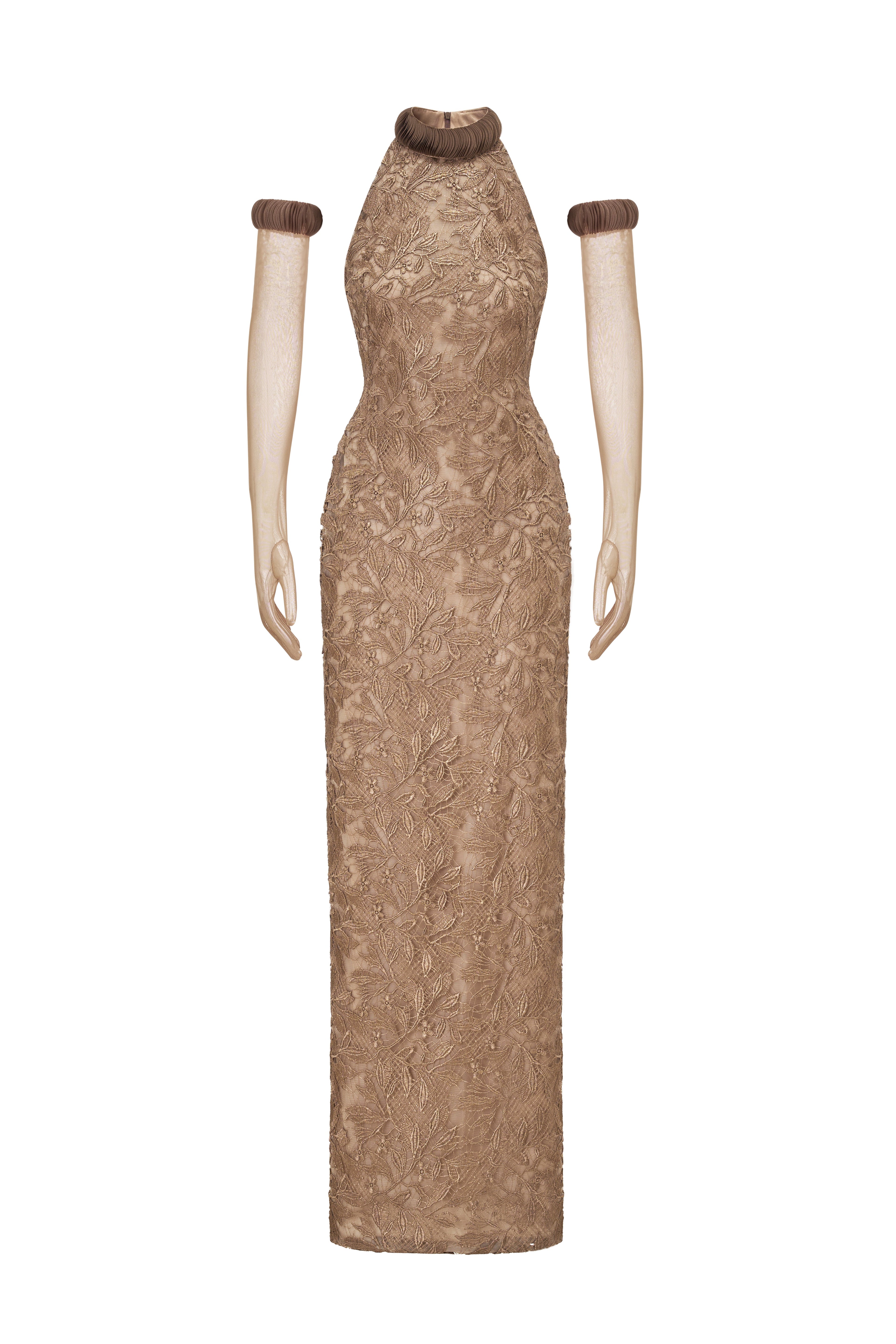Fitted Halter Lace Gown