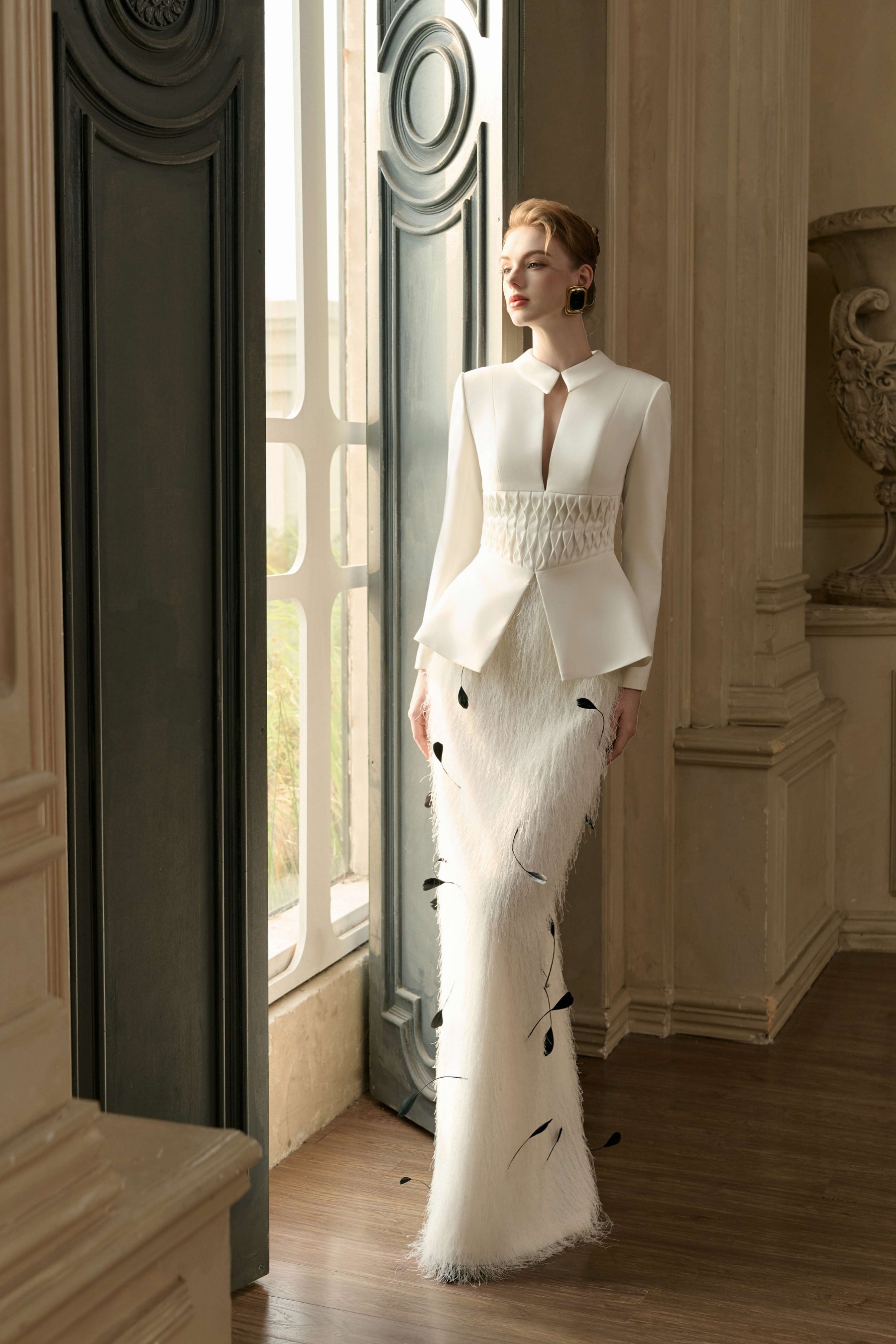 Kellie Feather Embellished Tailored Set