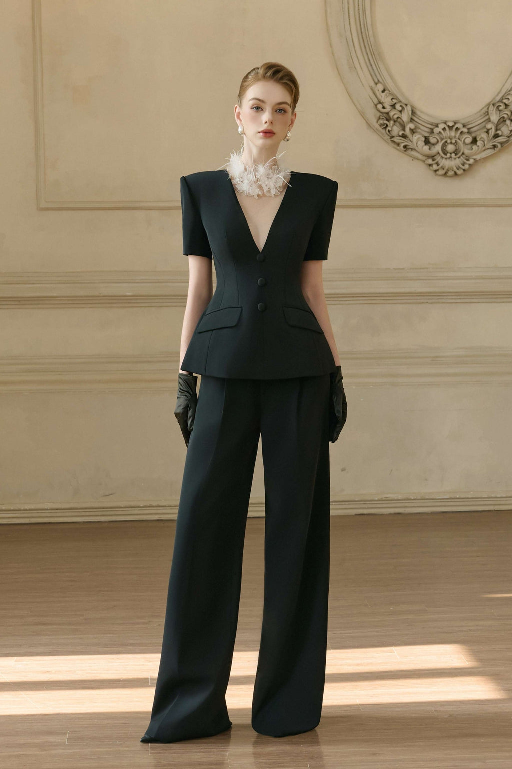 Pheobe Draped V Neck Tailored Set