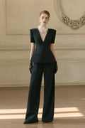 Pheobe Draped V Neck Tailored Set
