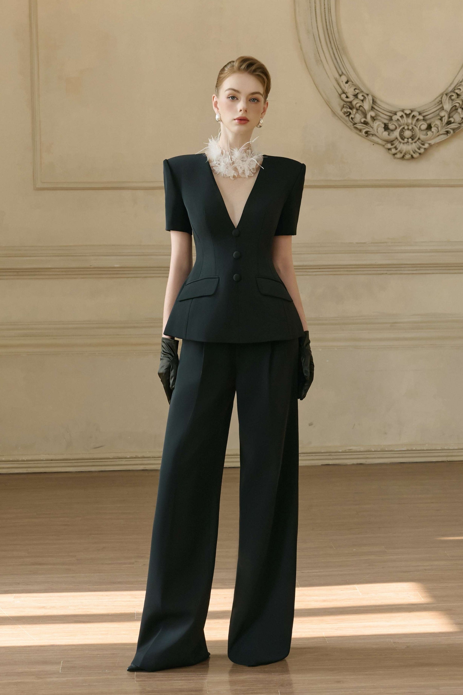 Pheobe Draped V Neck Tailored Set