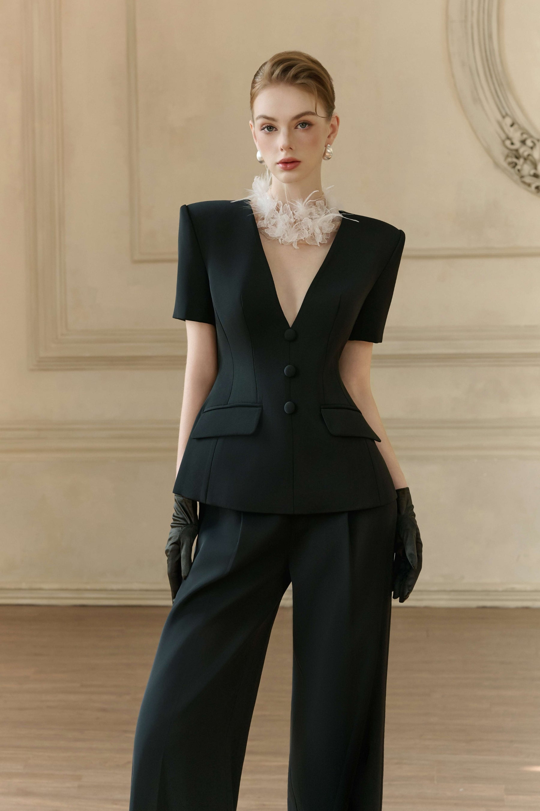 Pheobe Draped V Neck Tailored Set