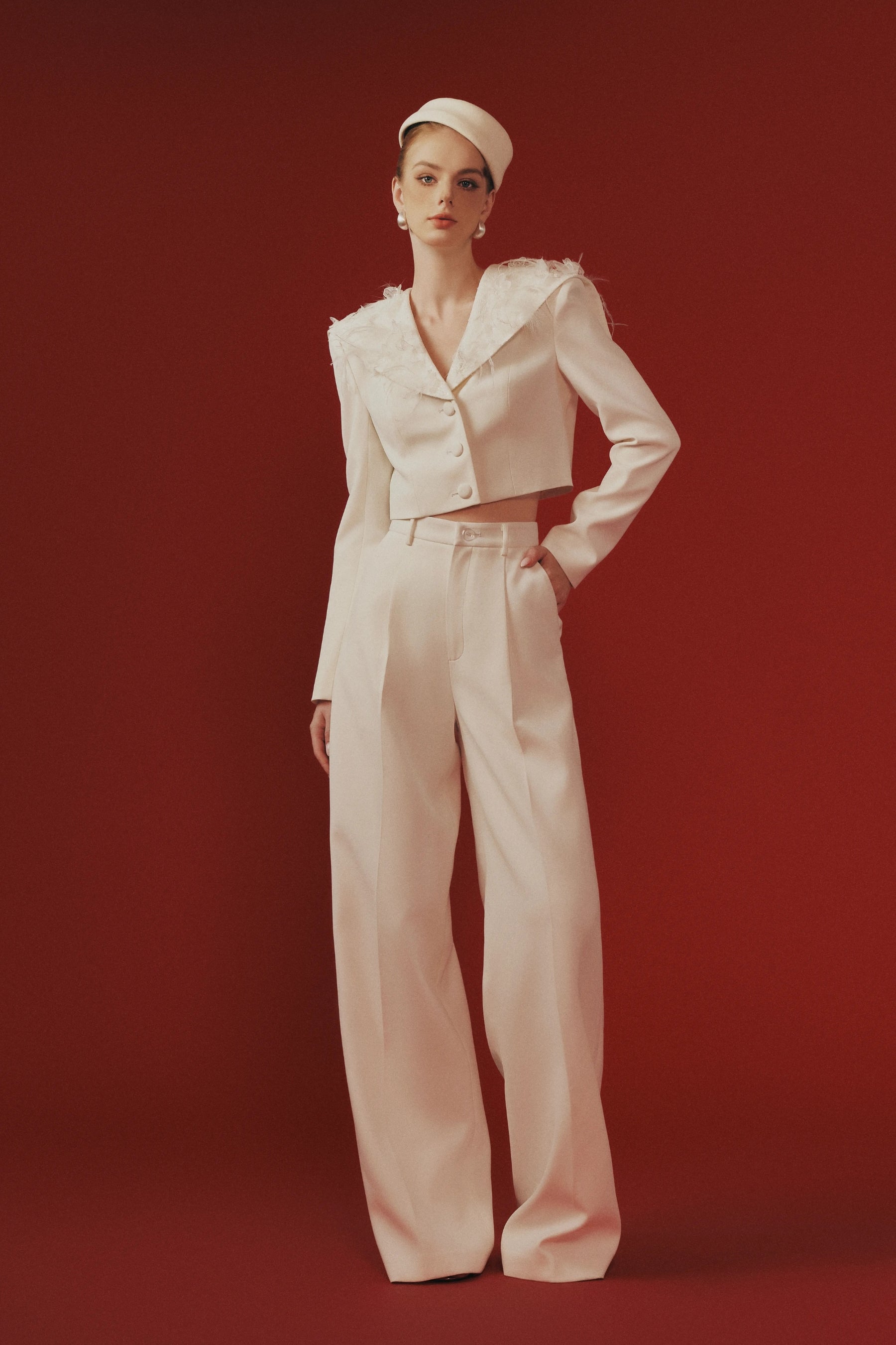 Elina Cropped Jacket Trouser Set