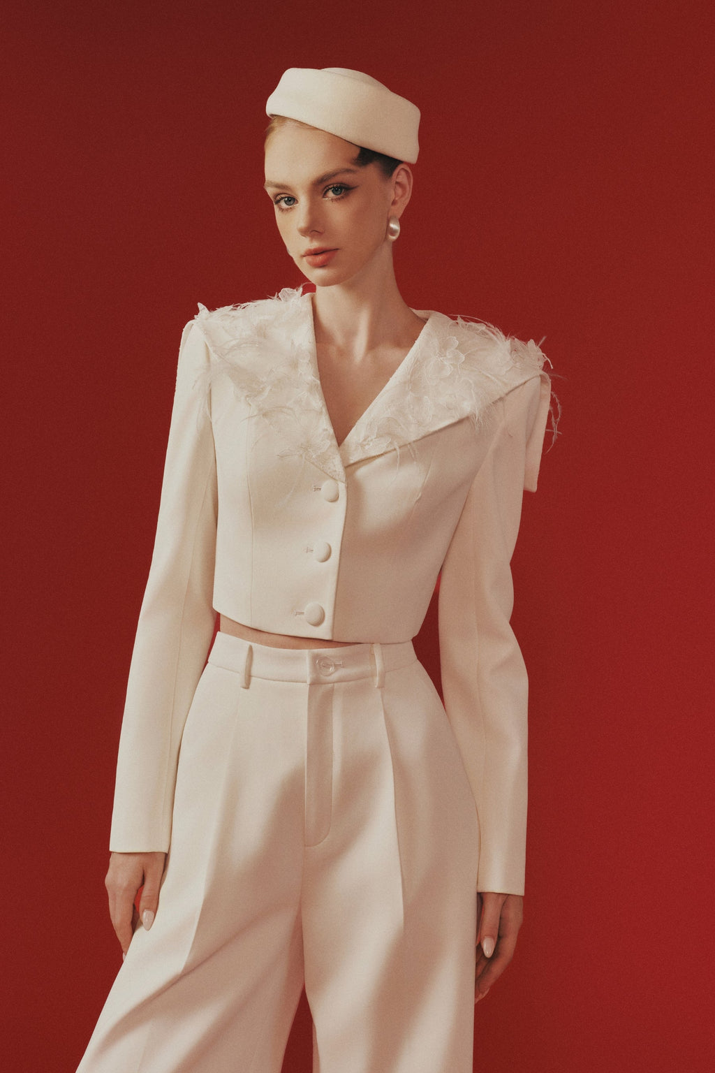 Elina Cropped Jacket Trouser Set