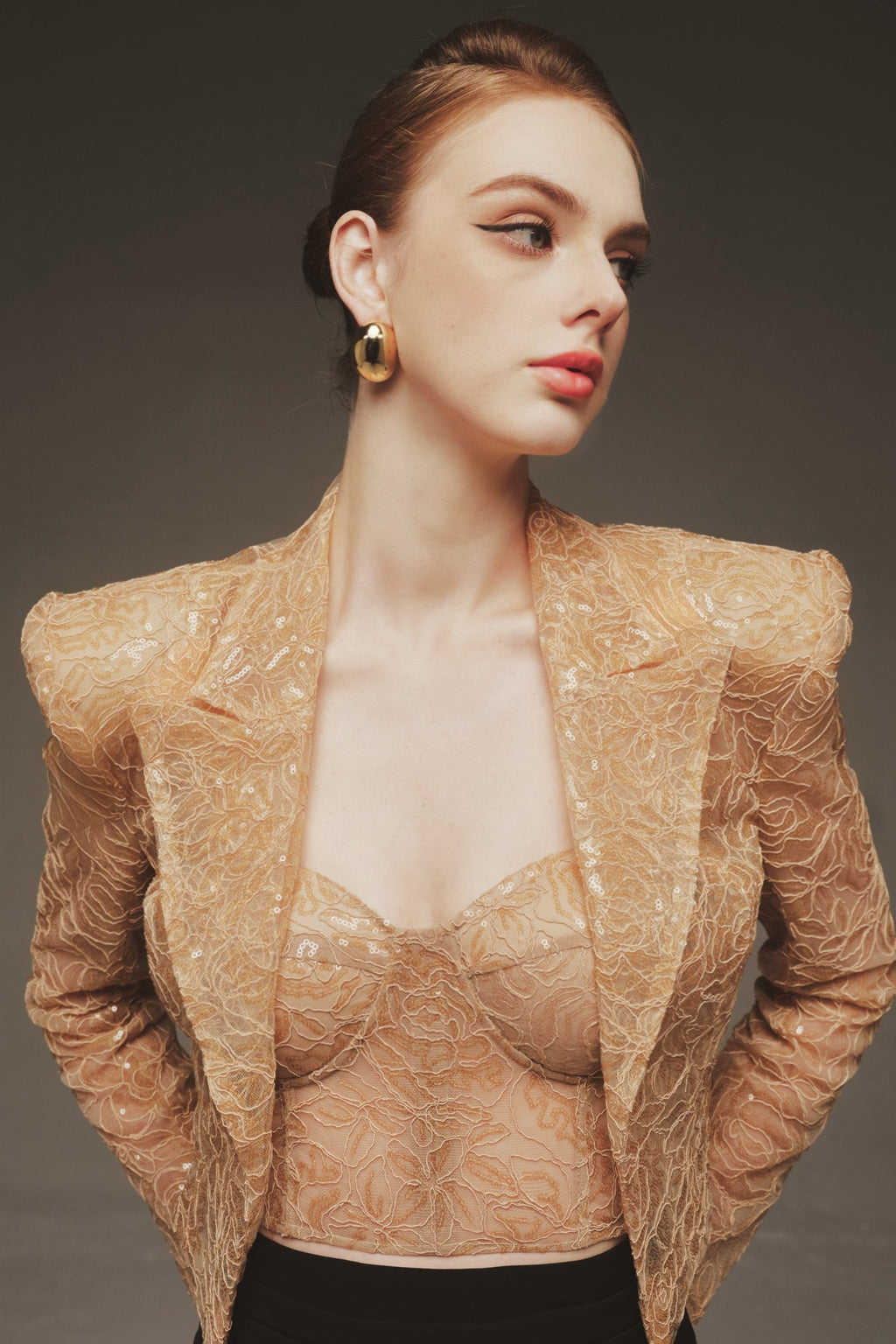 Sequin Bralette & Cropped Blazer Set