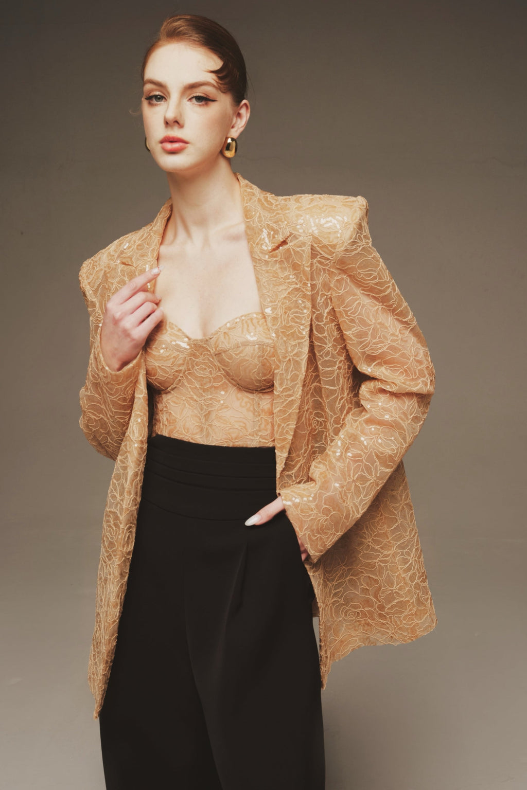 Sequin Bralette & Longline Blazer Set