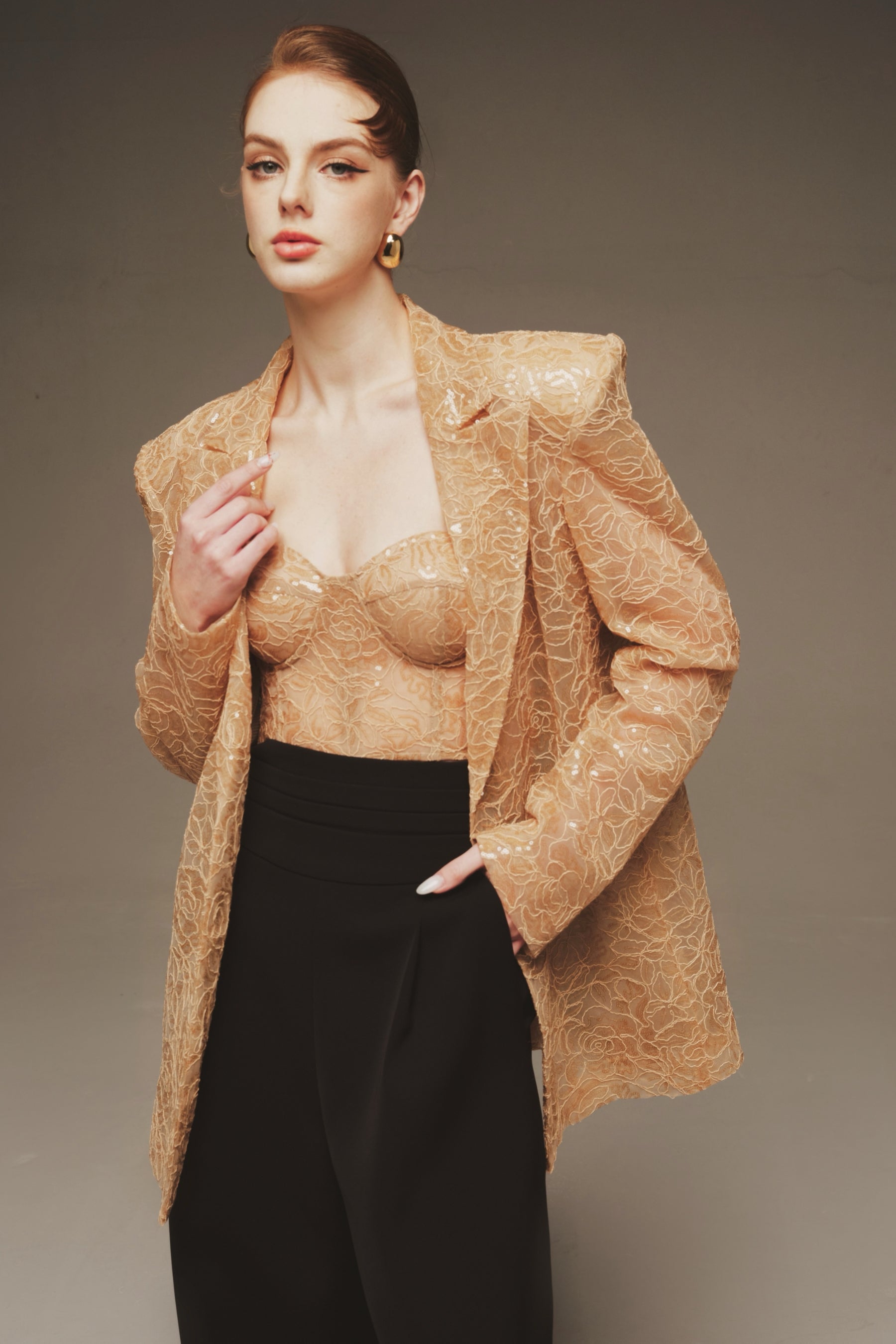 Sequin Bralette & Longline Blazer Set