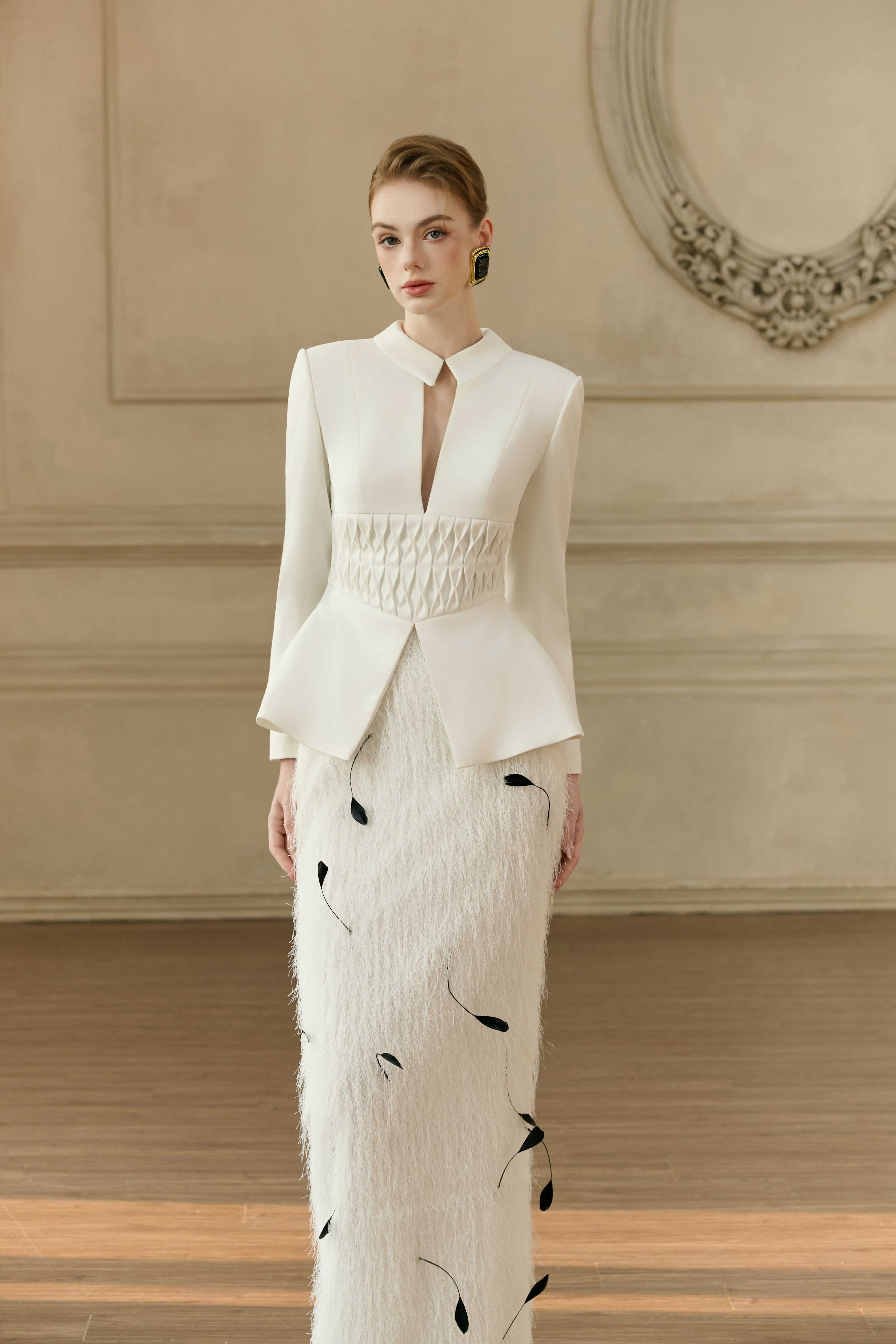 Kellie Feather Embellished Tailored Set