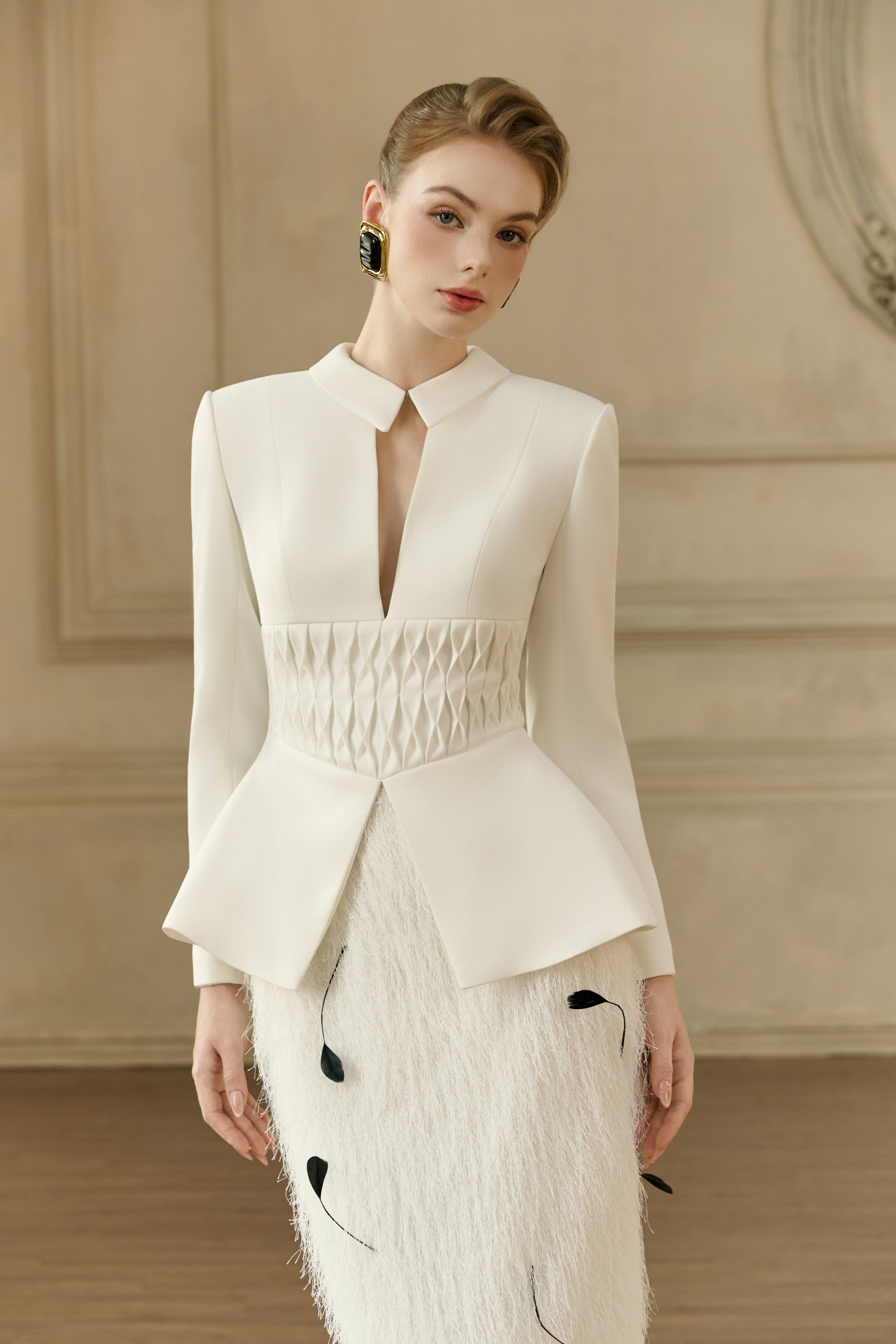 Kellie Feather Embellished Tailored Set