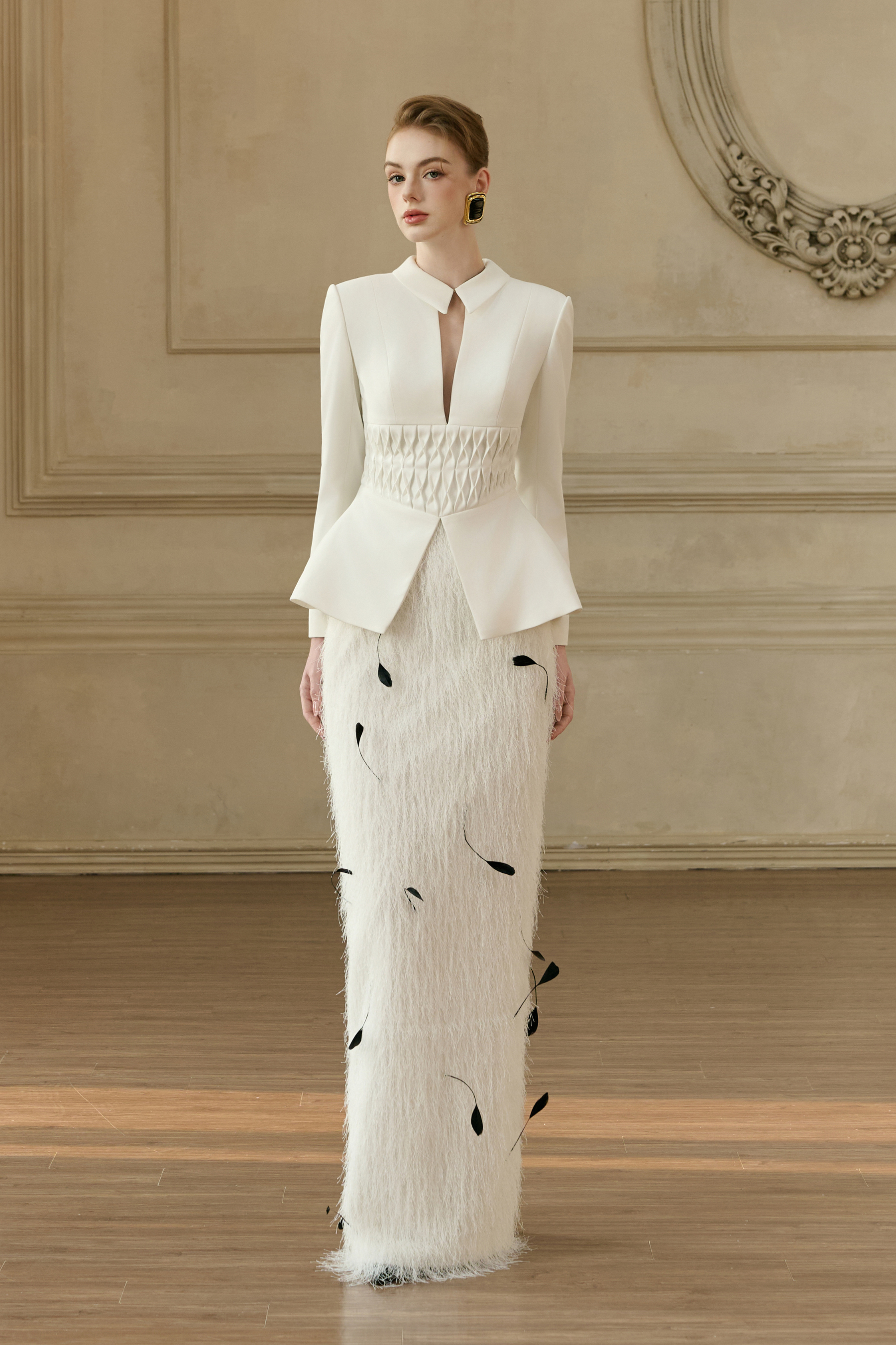 Kellie Feather Embellished Tailored Set