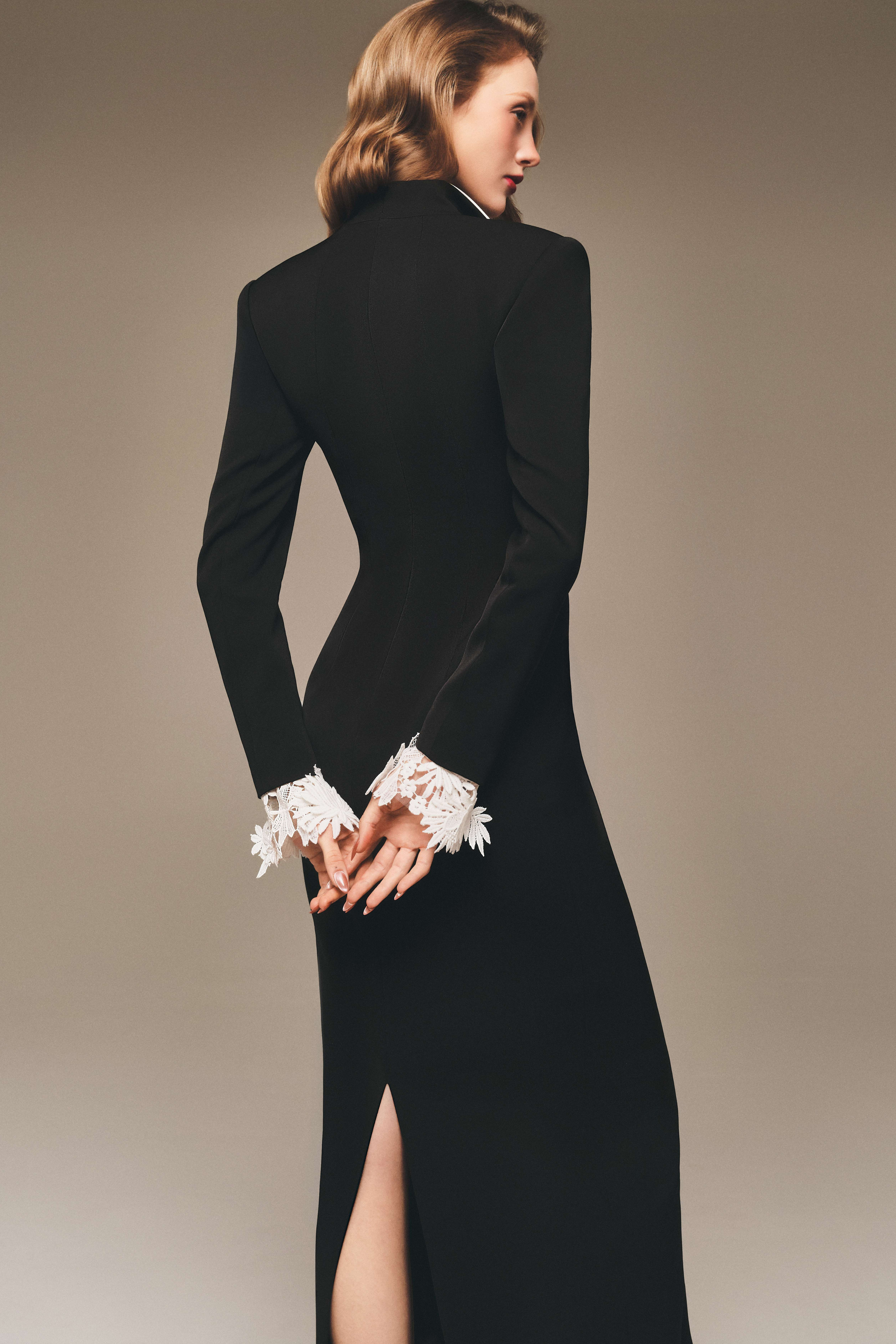 Tailored Long Sleeve Column Dress