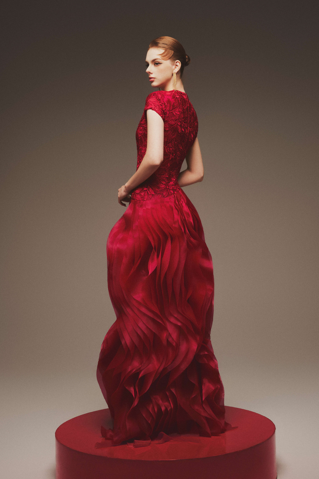 Halter Twill & Organza Gown