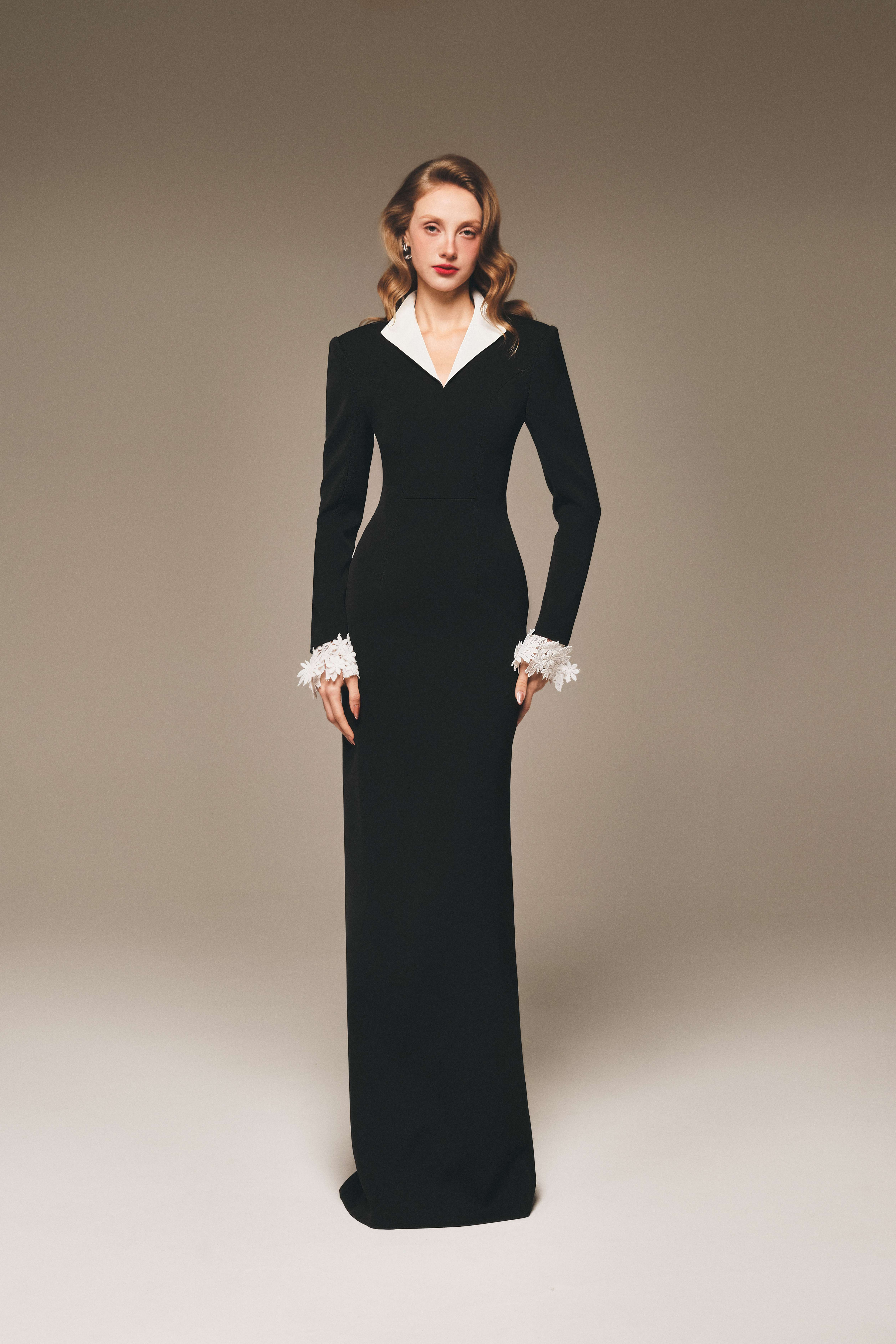 Tailored Long Sleeve Column Dress