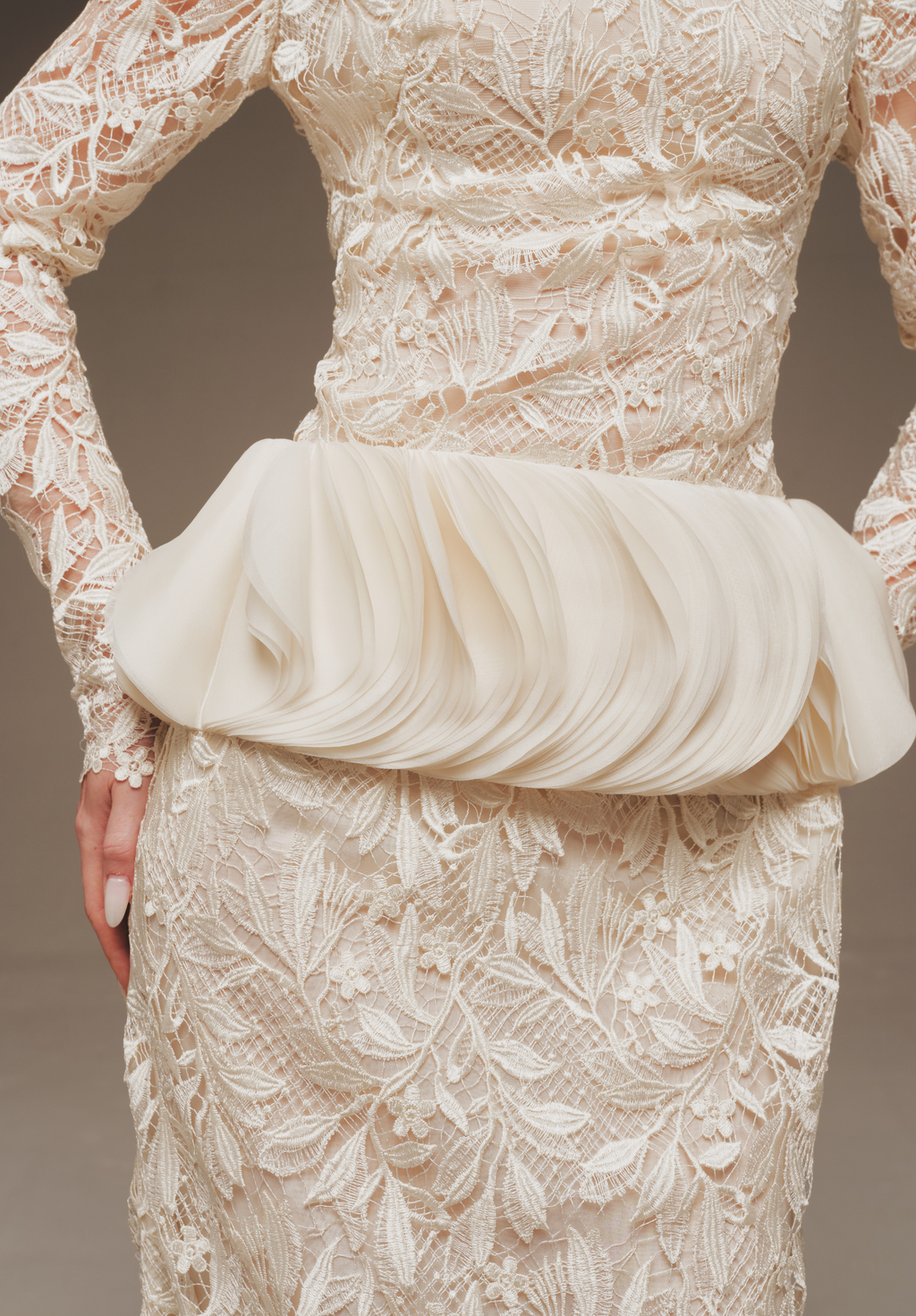 Lace Peplum Gown