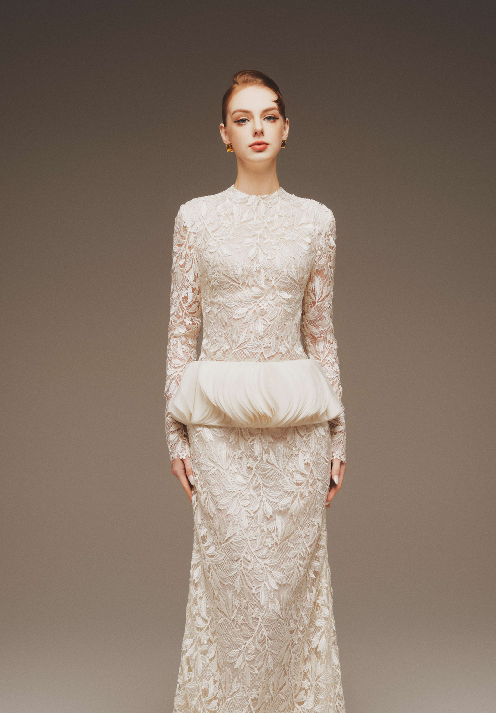Lace Peplum Gown