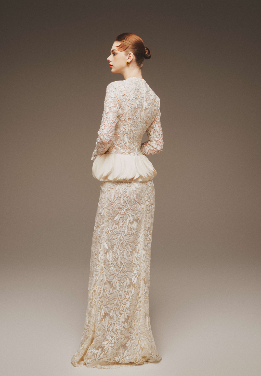 Lace Peplum Gown