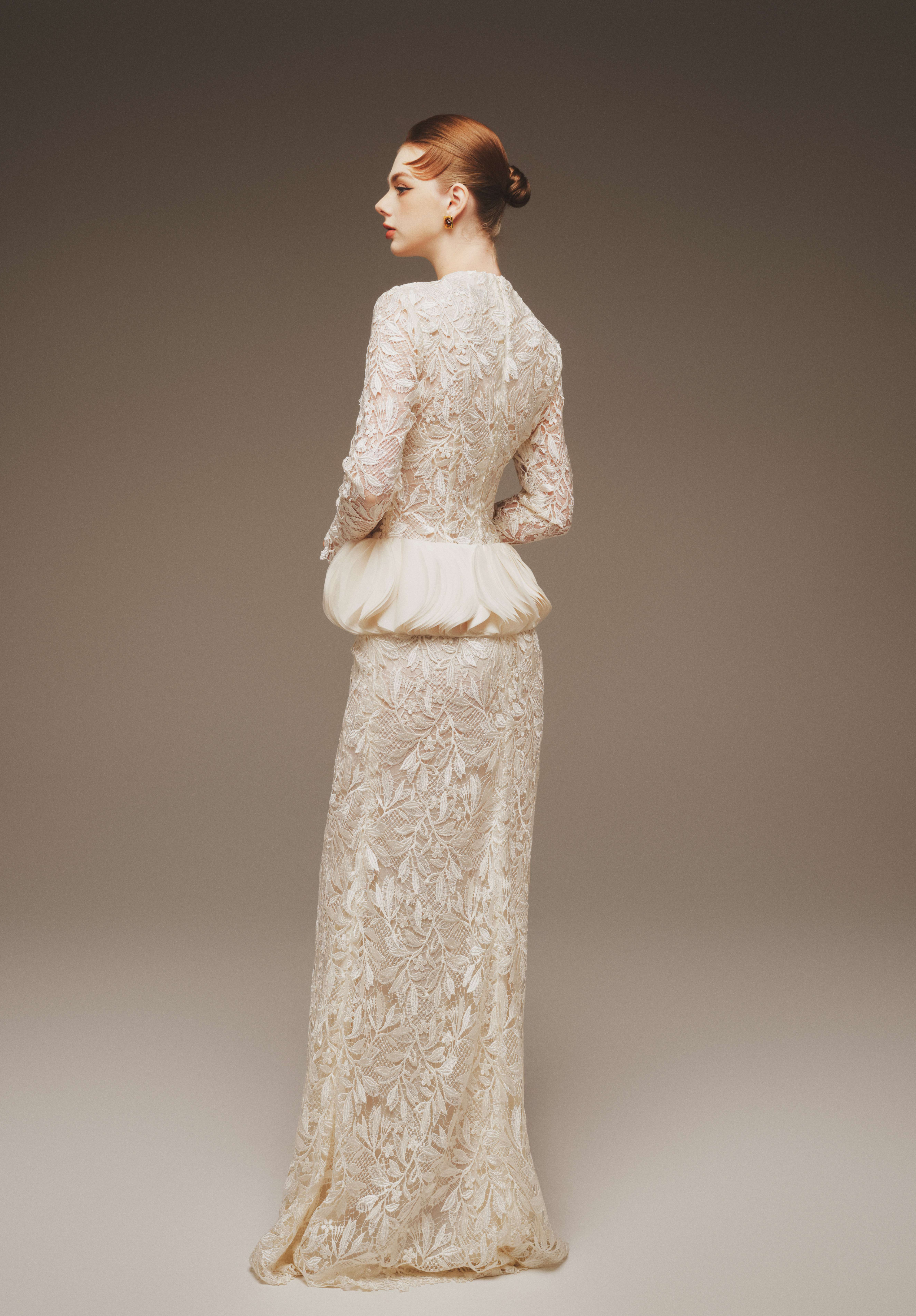Lace Peplum Gown
