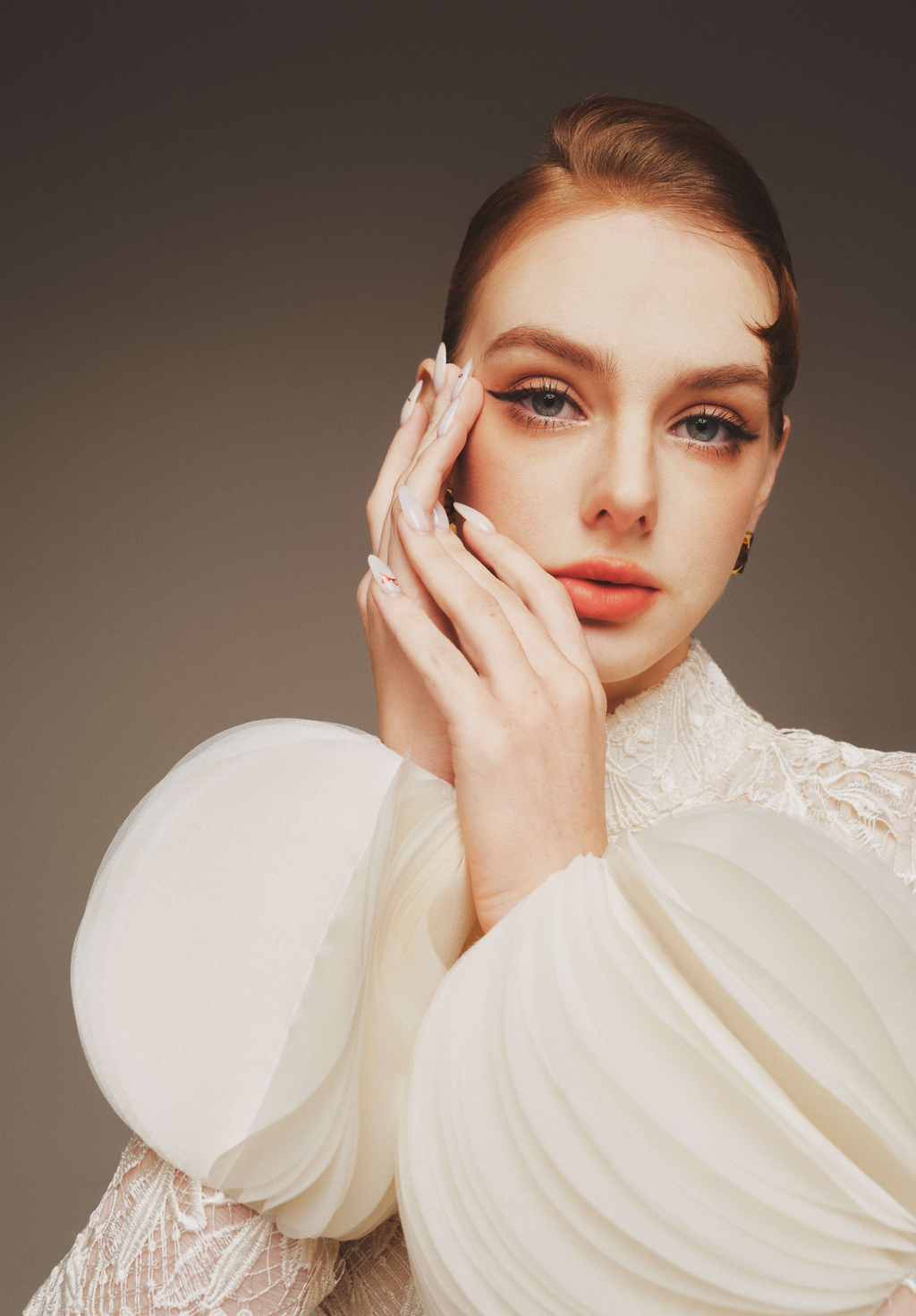 Lace & Organza Sleeve Gown