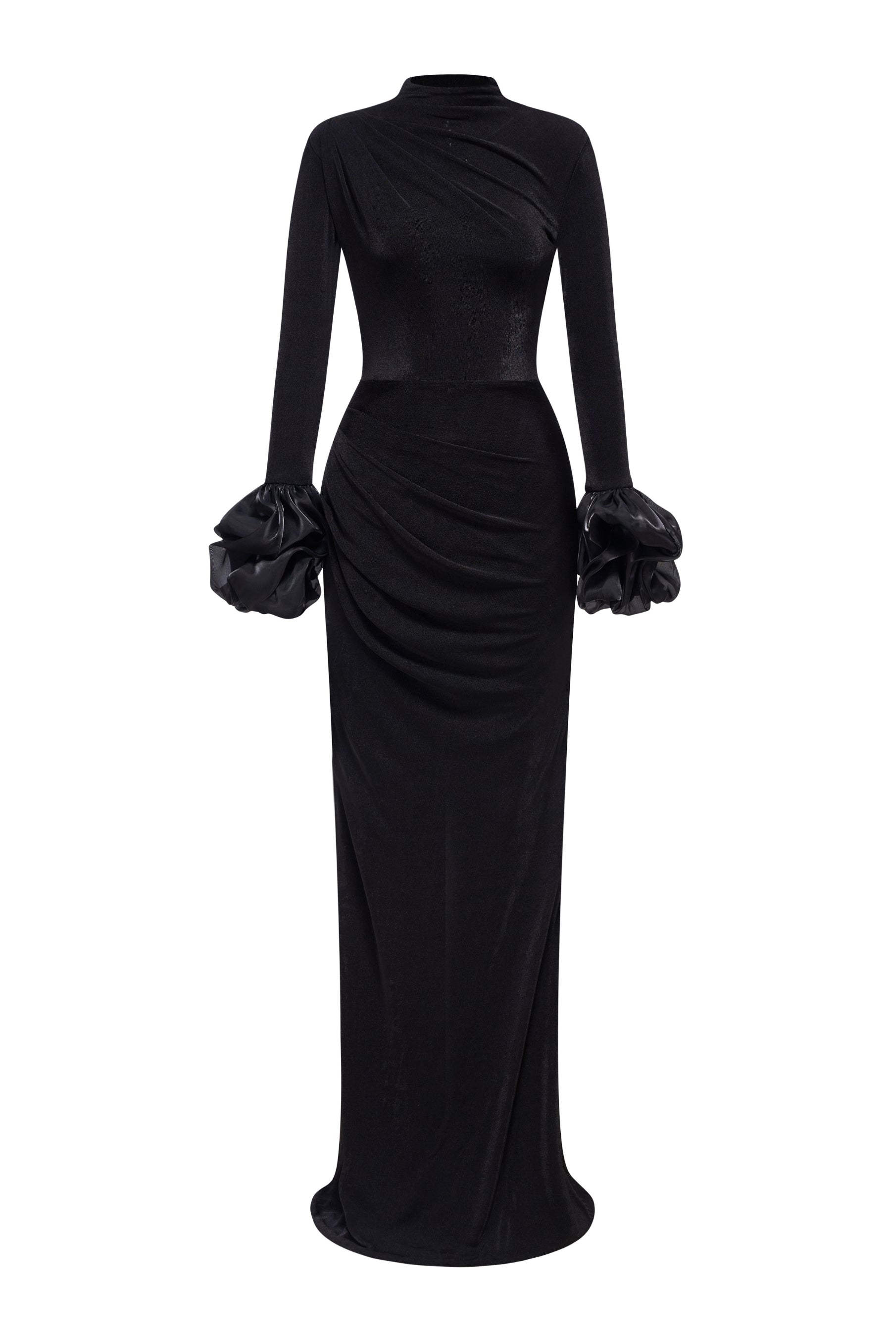 Hera Sheath Bubble Sleeved Double Knit Floor Length Dress