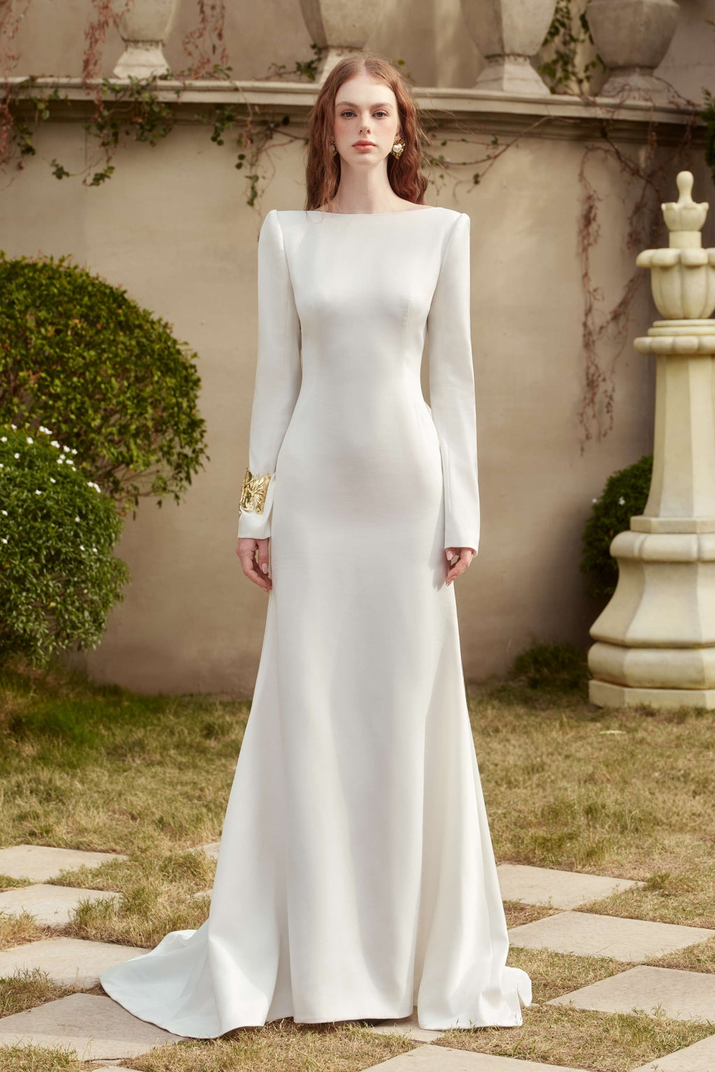 Alani Trumpet Open Back Silk Floor Length Dress