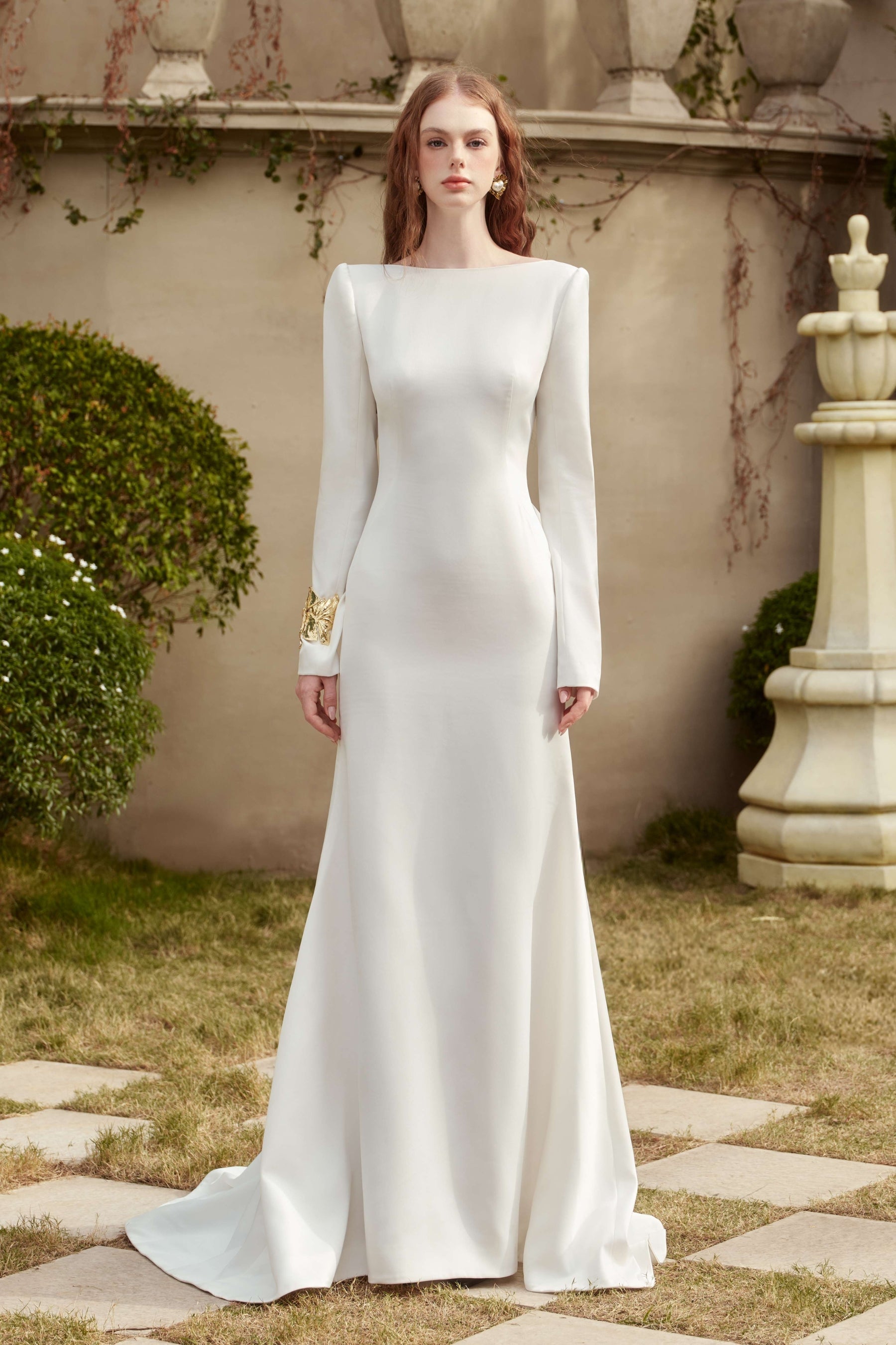 Alani Trumpet Open Back Silk Floor Length Dress