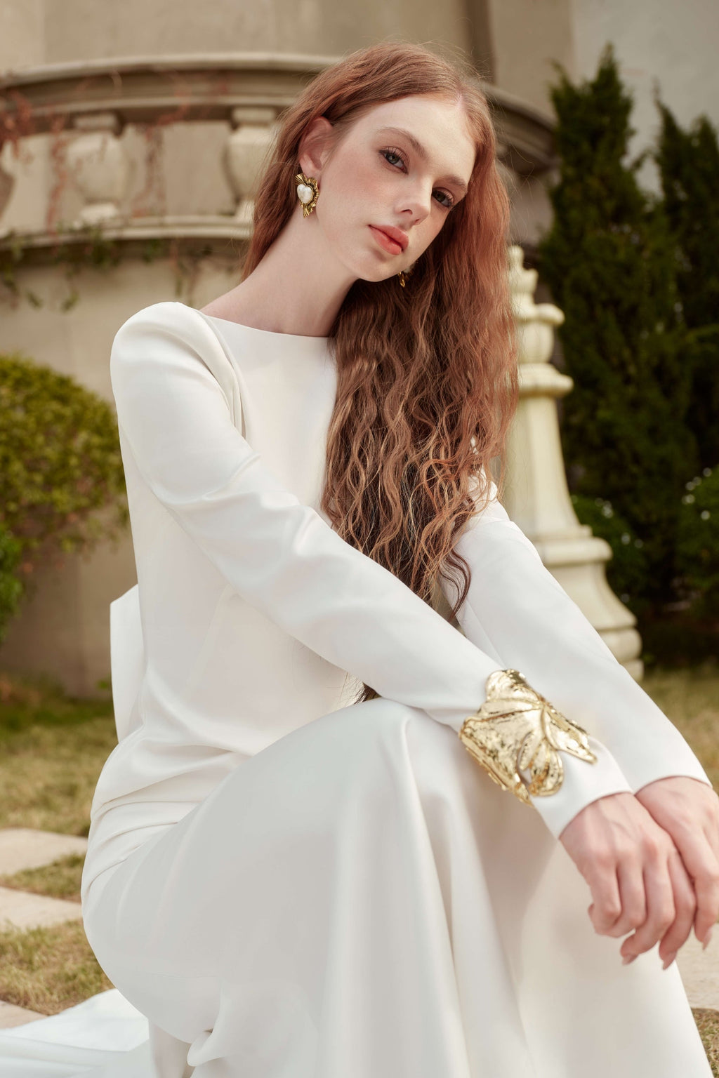 Alani Trumpet Open Back Silk Floor Length Dress