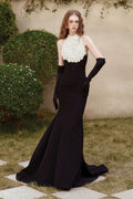 Grace Mermaid Halter Neck Twill Floor Length Dress