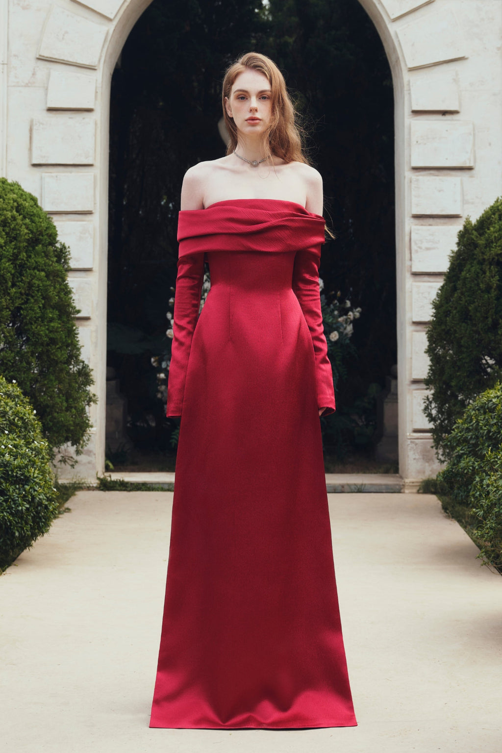 Vivian A-line Side Slit Taffeta Silk Floor Length Dress