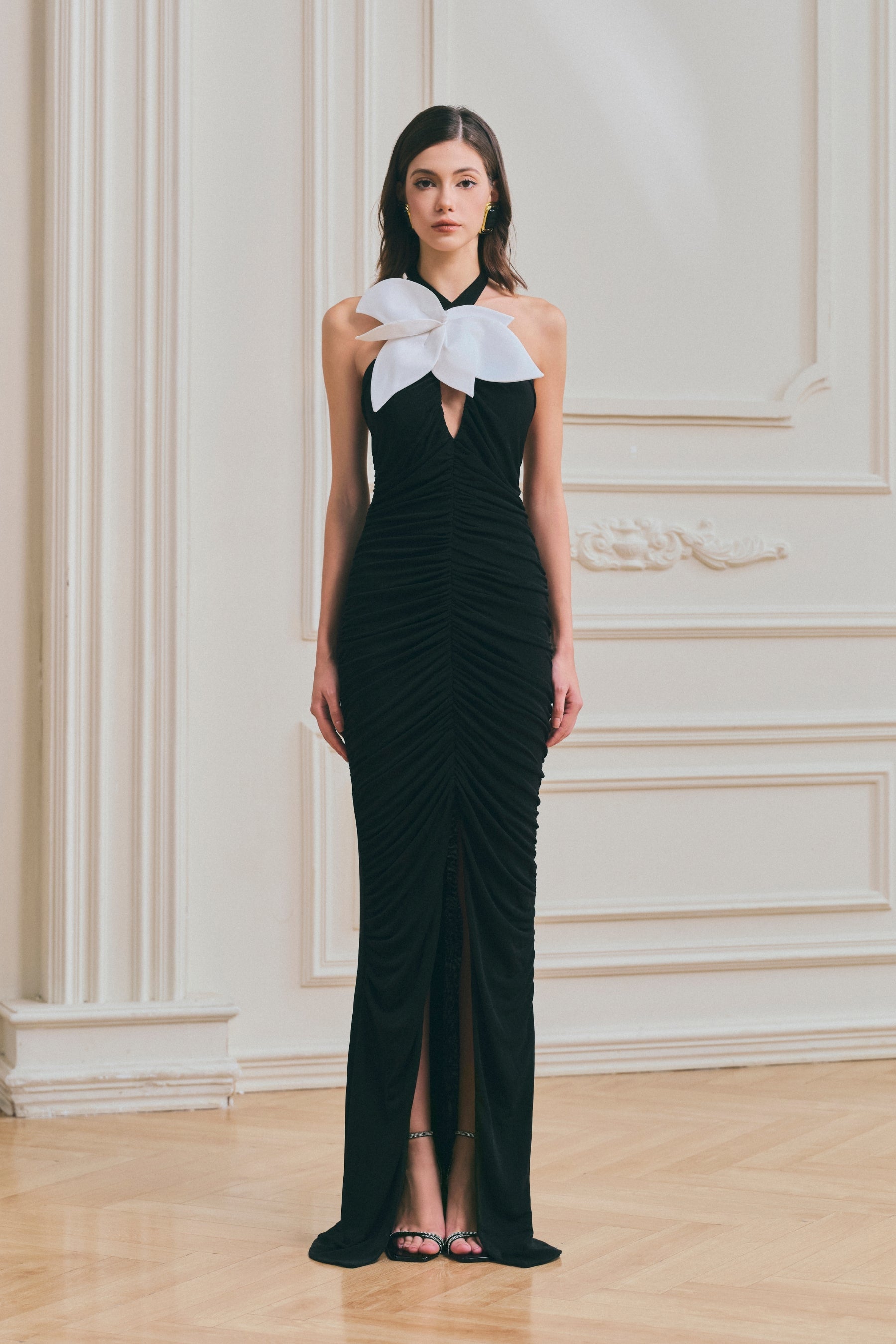 Iris Bow Detail Draped Maxi Dress