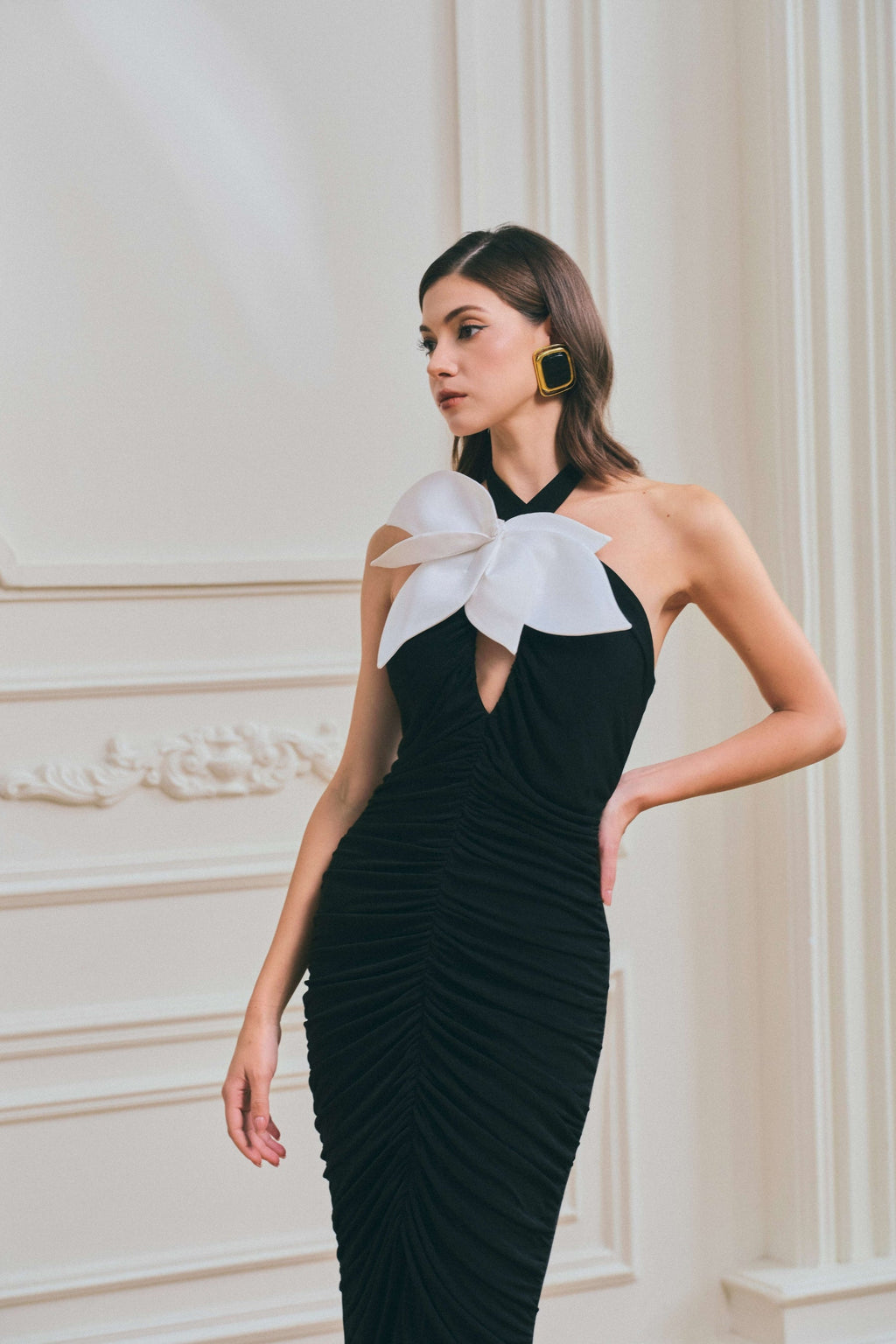 Iris Bow Detail Draped Maxi Dress