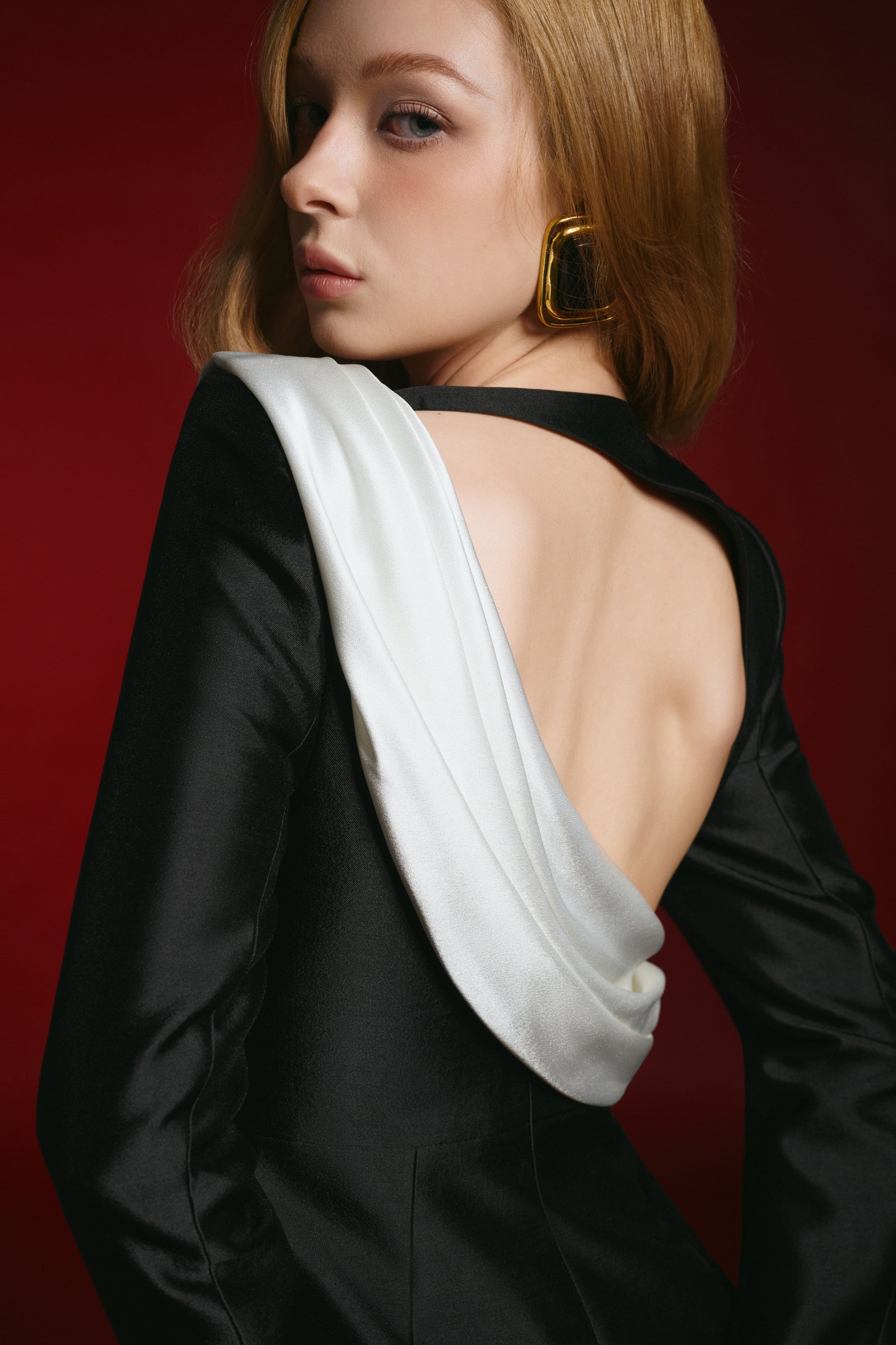 Heidy Sheath Cowl Neck Taffeta Silk Floor Length Dress