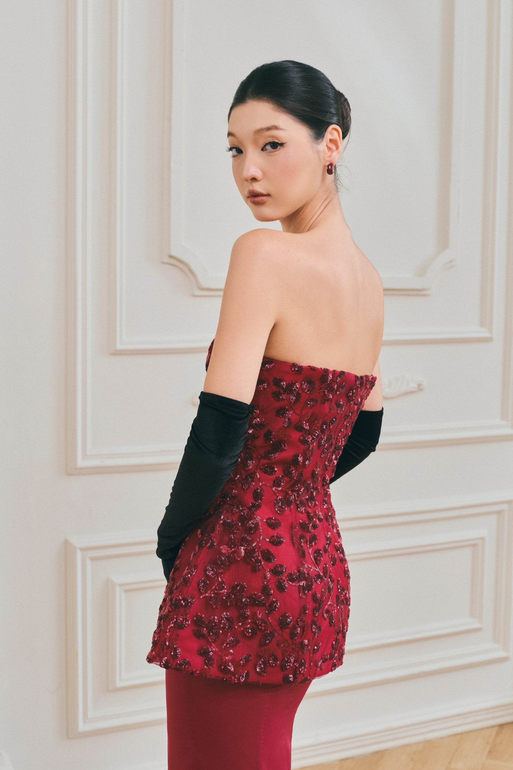 Solène Strapless Peplum Maxi Set