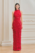 Lily Sleeveless Lace Sheath Maxi Dress