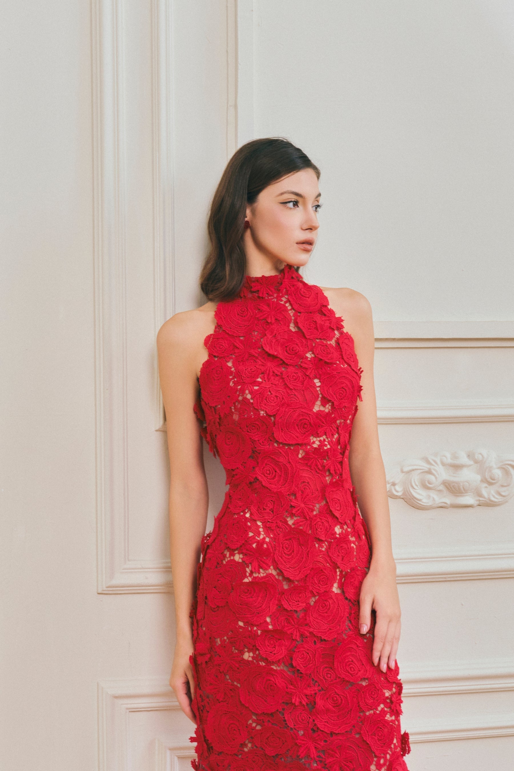 Lily Sleeveless Lace Sheath Maxi Dress