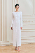 Chloe Boat Neck Buttoned Maxi Dress