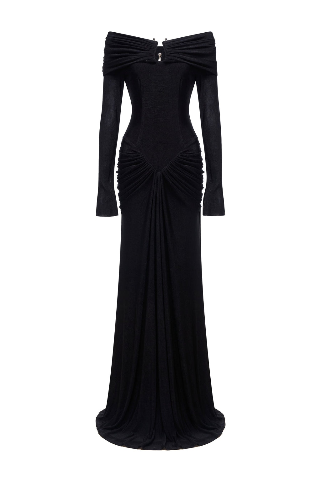 Athena Off Shoulder Draped Maxi Gown